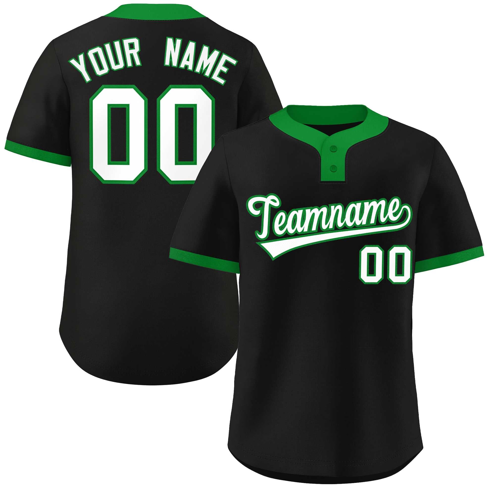 Custom White-Kelly Green Classic Style Authentic Two-Button Softball Jersey