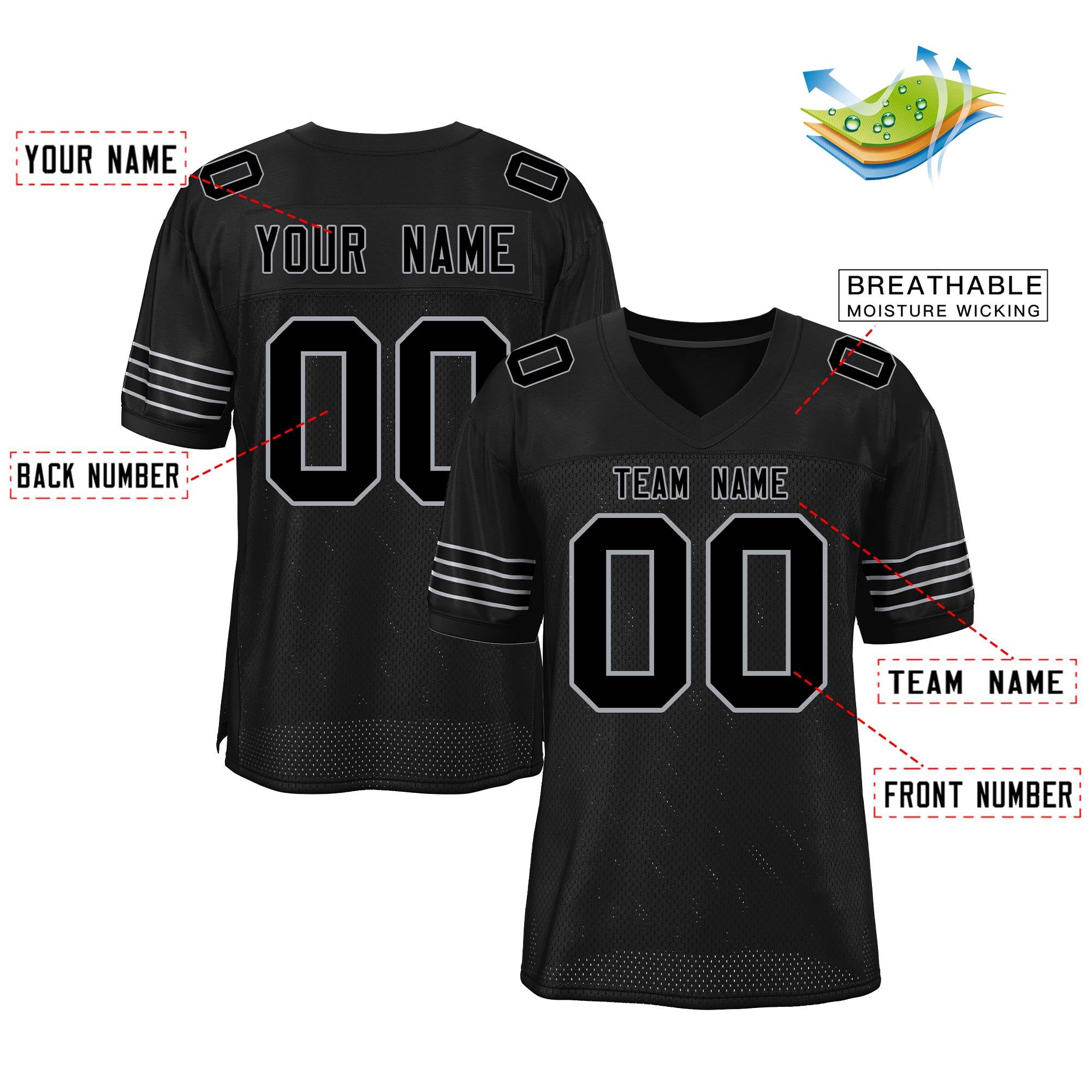 Maßgeschneidertes authentisches Mesh-Fußballtrikot im klassischen Stil