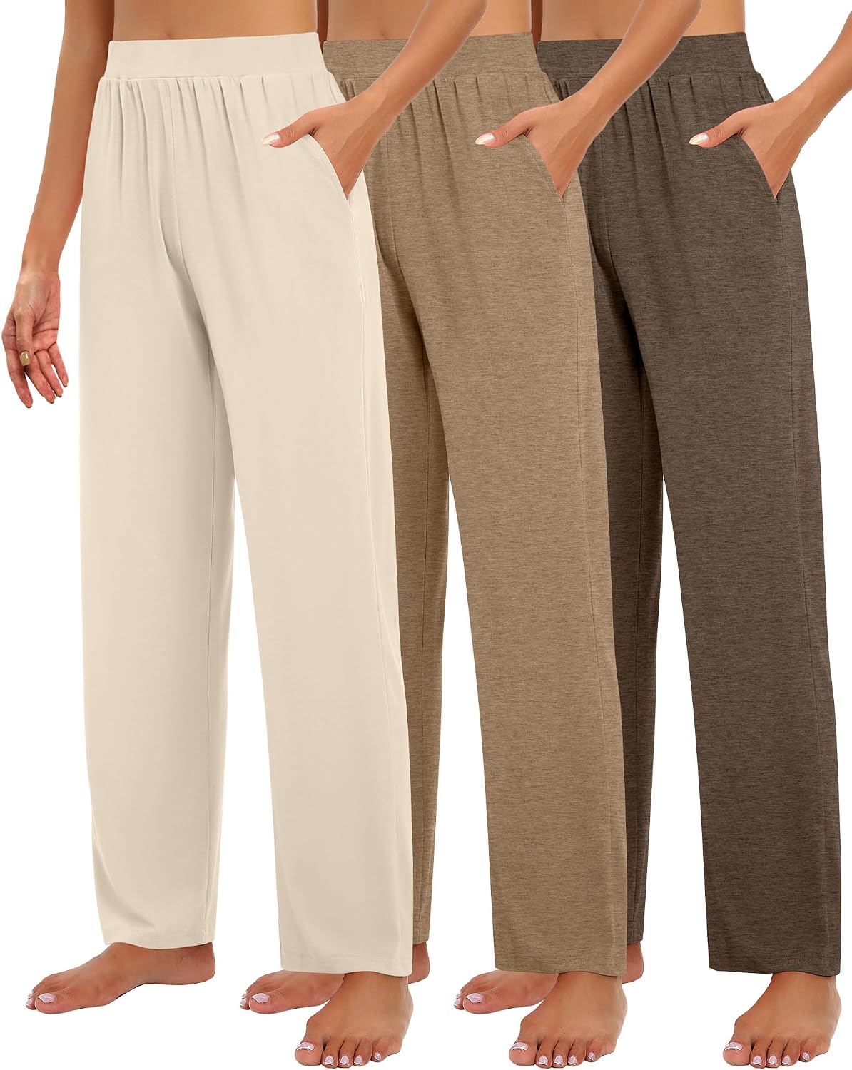 Women's Wide Leg Lounge Pants Elastic Waist with Pockets