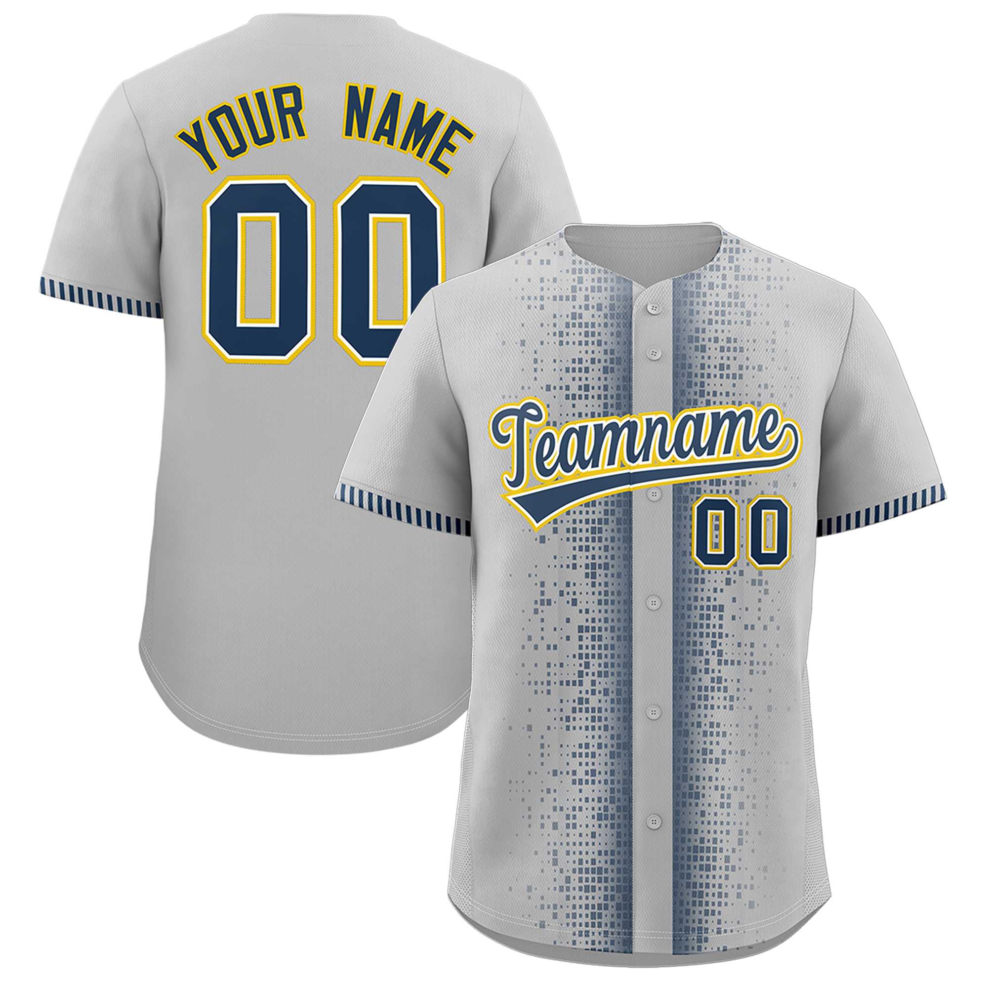 Benutzerdefiniertes, mitternachtsblaues, personalisiertes authentisches Baseball-Trikot mit phonetischem Rhythmus