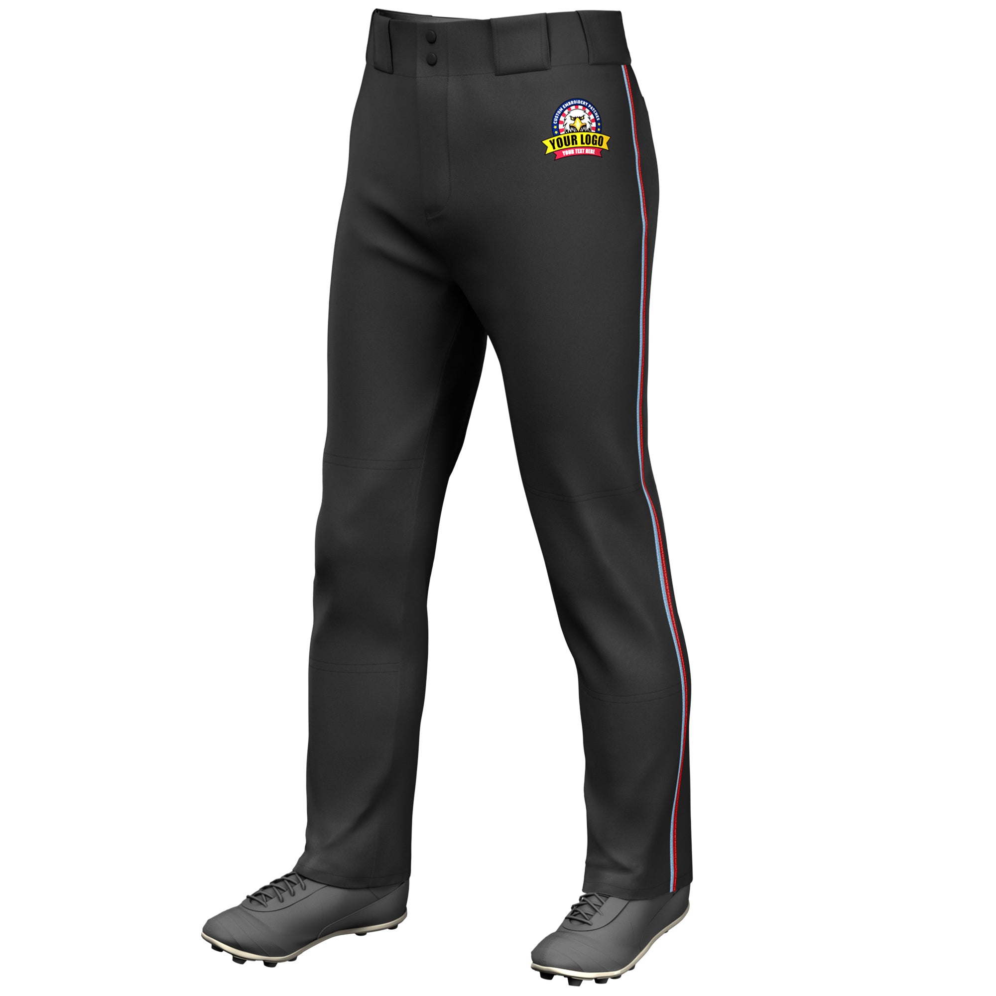 Custom Light Blue-Red Classic Fit Stretch Practice Loose-fit Baseball Pants
