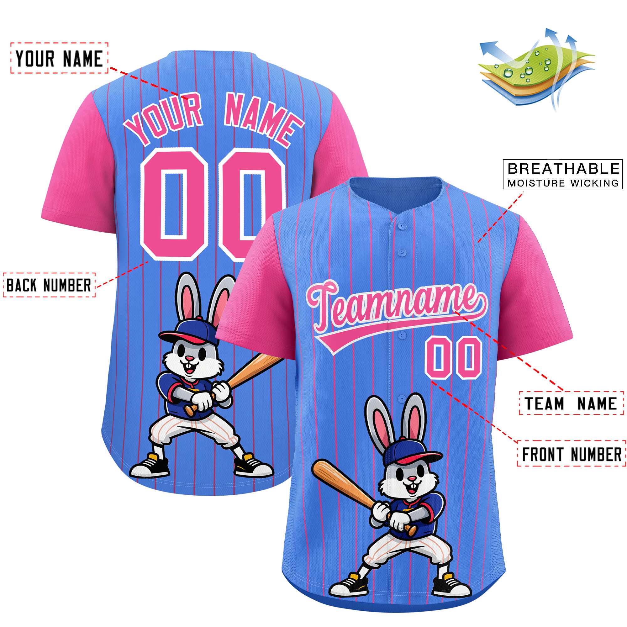 Authentisches Baseball-Trikot mit individuellem Streifen-Tiere-Graffiti-Muster, Raglanärmeln Authentisches Baseball-Trikot mit individuellem Streifen-Tiere-Graffiti-Muster, Raglanärmeln