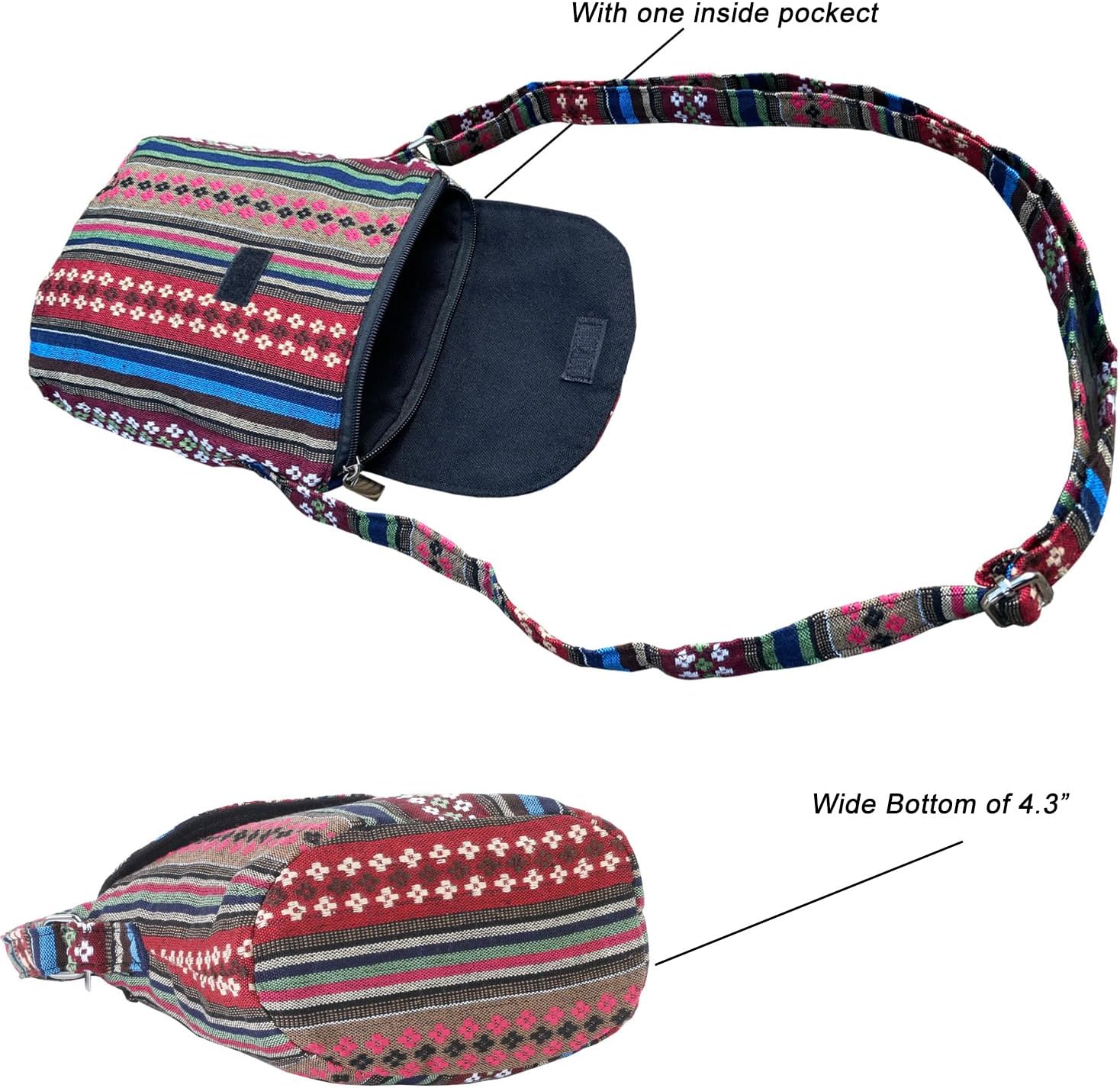 Women's Ethnic Stripe Woven Saddle Crossbody Bag Women's Ethnic Stripe Woven Saddle Crossbody Bag