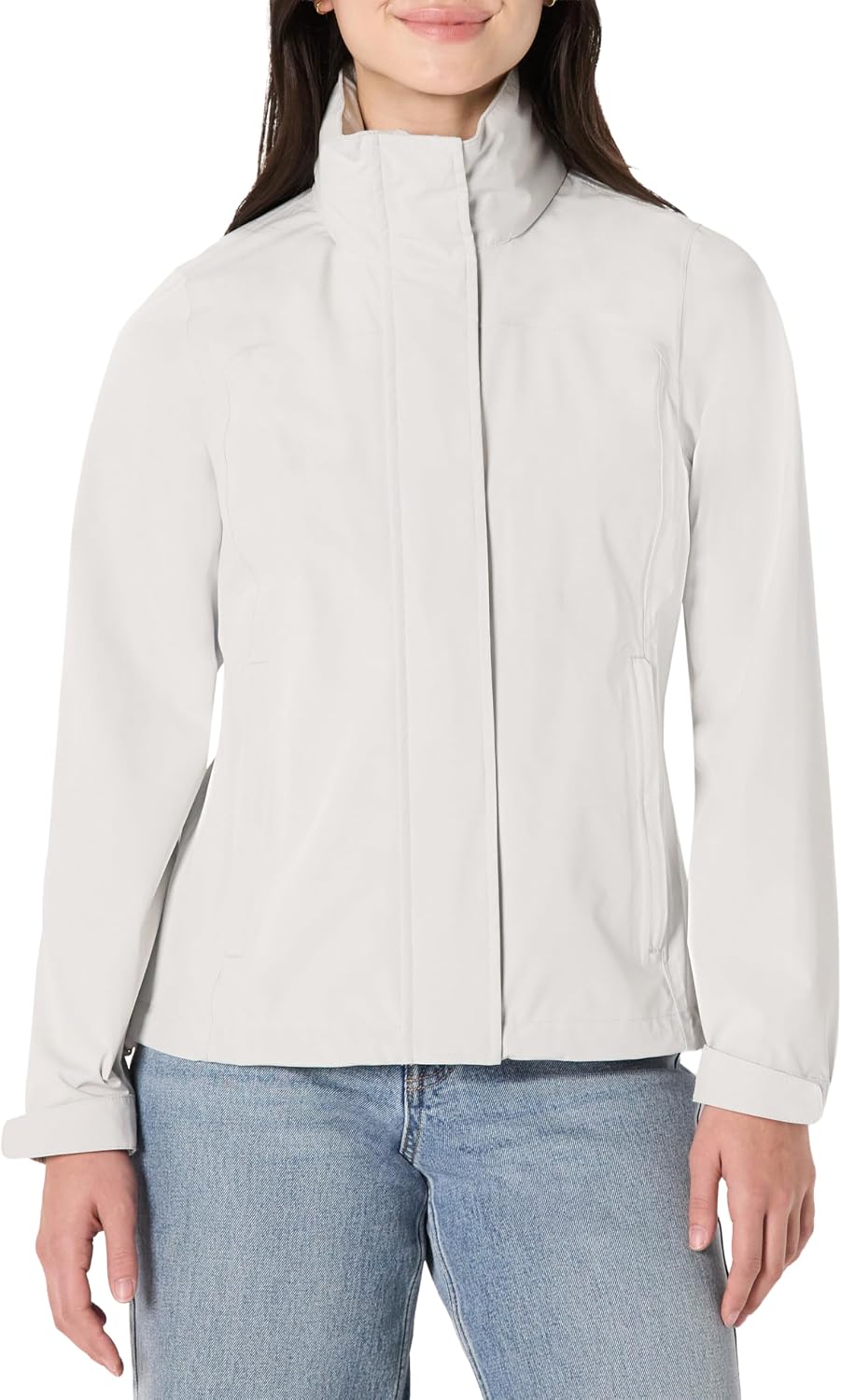 Women's Waterproof Hooded Rain Jacket Eggshell White