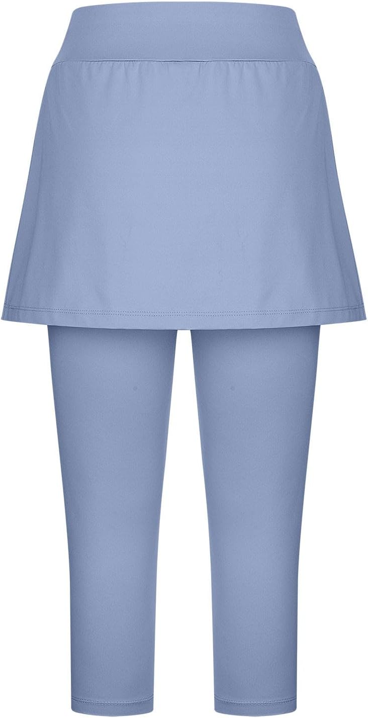 Skirted Leggings for Women Athletic Pickleball Tennis Skorts Capris Elastic Waist Workout Gym Yoga Pants with Skirts Skirted Leggings for Women Athletic Pickleball Tennis Skorts Capris Elastic Waist Workout Gym Yoga Pants with Skirts