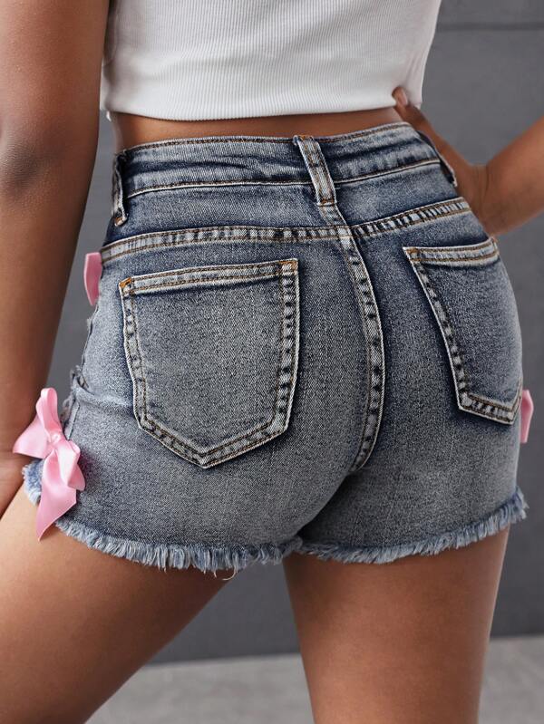 Stretch Skinny-Denim-Shorts in Rosa für Teenager-Mädchen