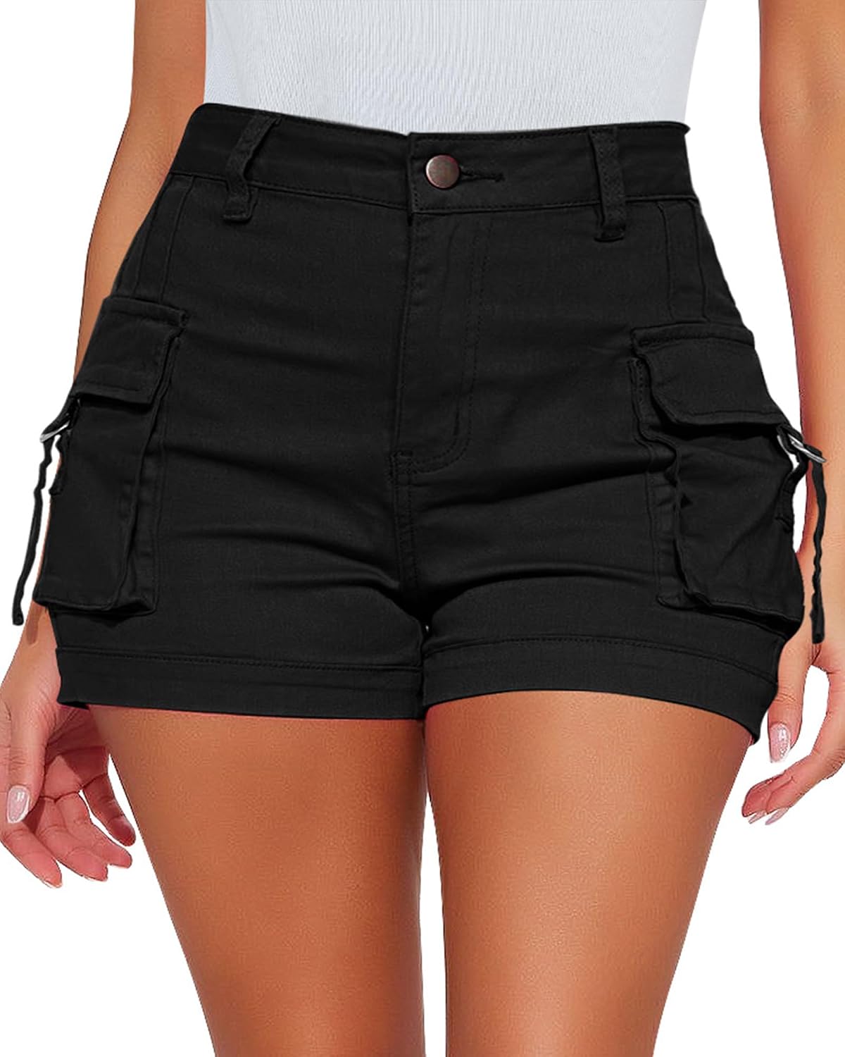 Cargo Shorts for Women Trendy High Wasited Summer Utility Cut Off with Pockets