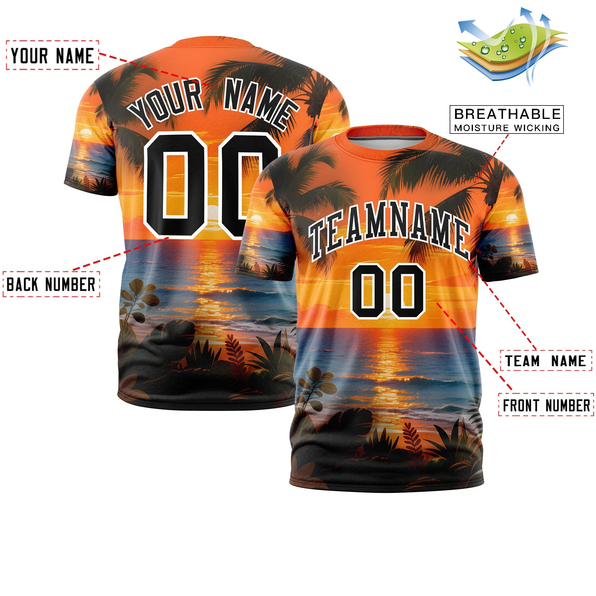 Benutzerdefiniertes T-Shirt im hawaiianischen Stil mit Graffiti-Muster