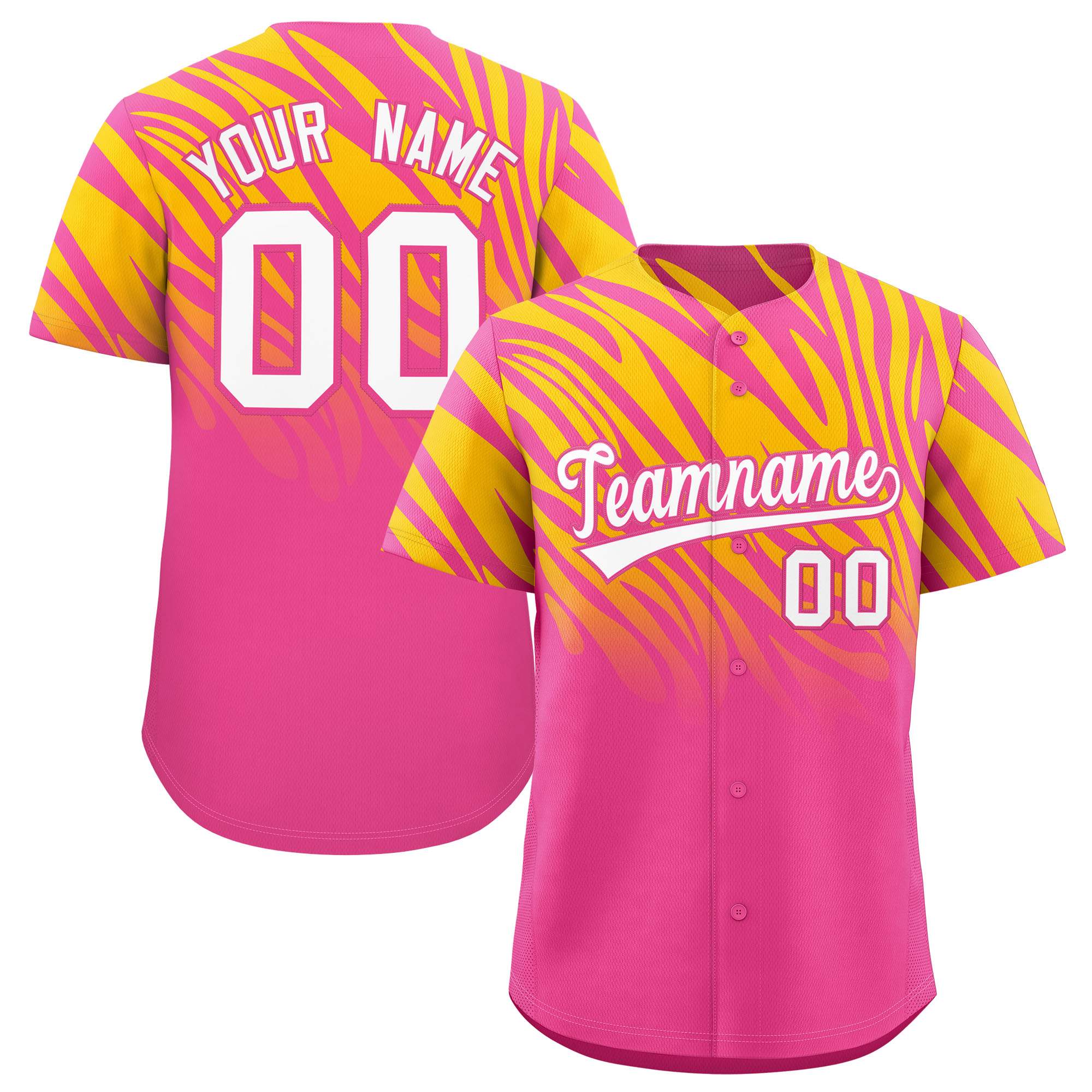 Benutzerdefiniertes Team-Shirt mit Tiger-Streifen und Farbverlauf und Tierdruck, Baseball-Trikot