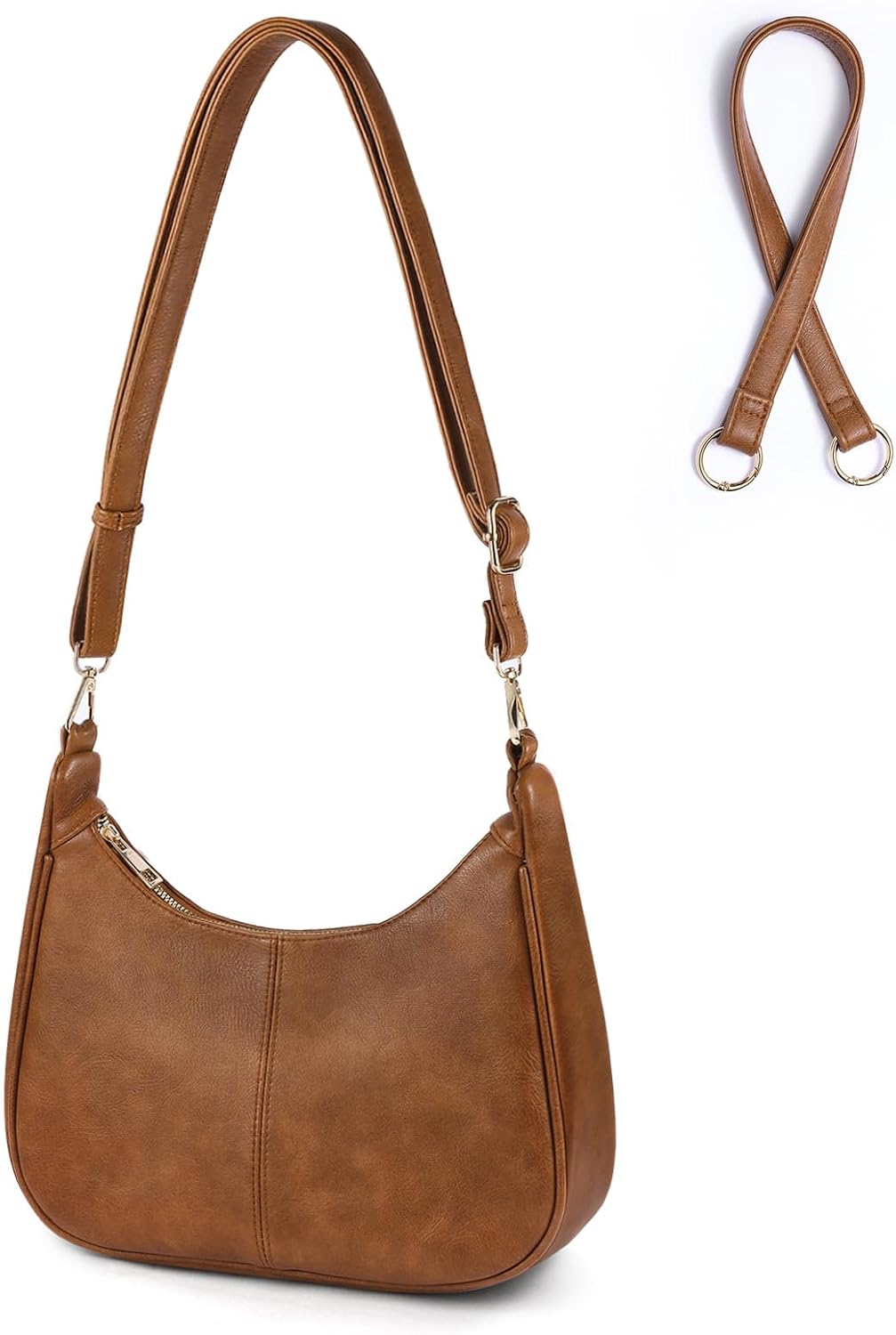 Women's Soft Vegan Leather Hobo Bag with Removable Strap