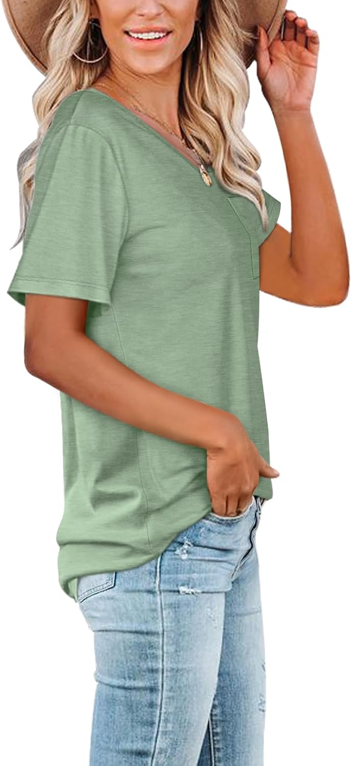 Women's Scoop Neck Pocket T-Shirt Sage Green