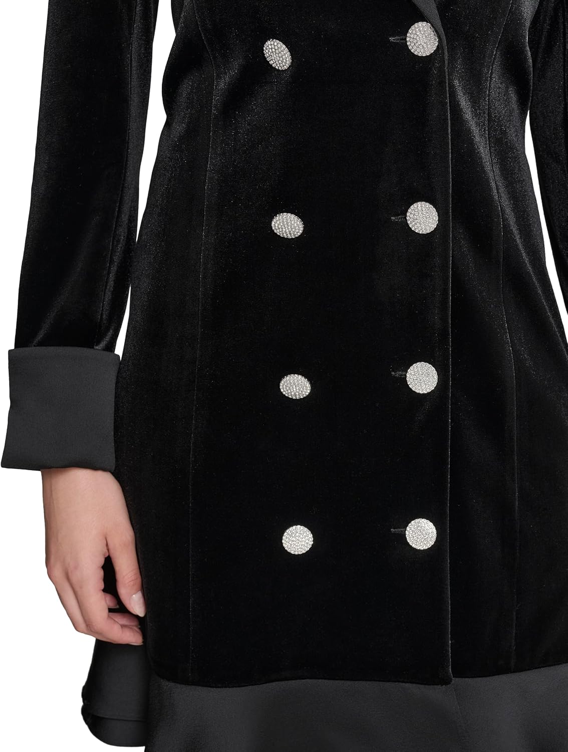 Women's Double Breasted Velvet Blazer Mini Dress Black Women's Double Breasted Velvet Blazer Mini Dress Black