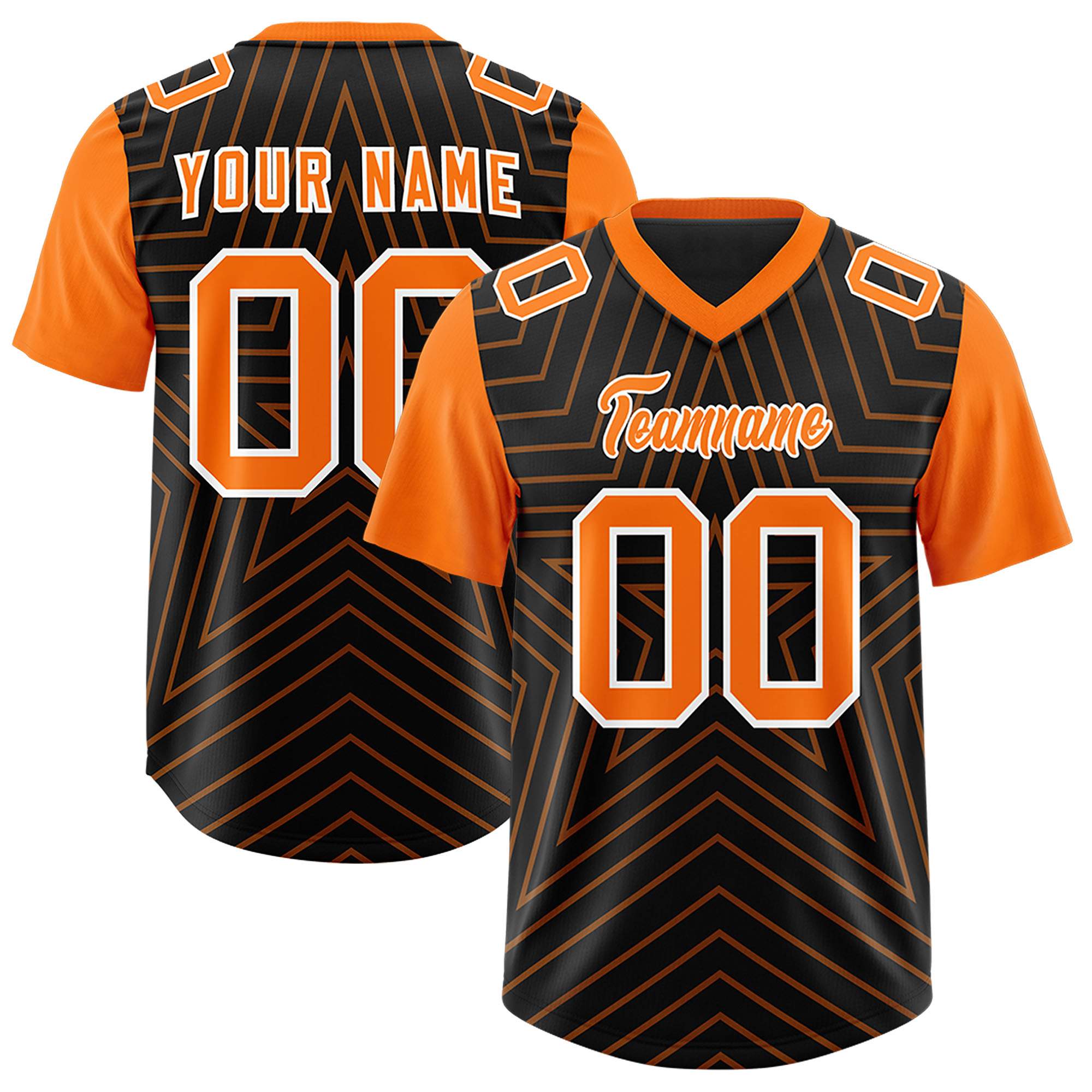 Individuell personalisiertes, authentisches Fußballtrikot mit Raglanärmeln und Sternenmuster
