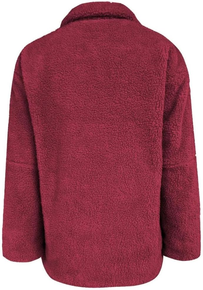 Womens Sherpa Jacket Fuzzy Zip Up Oversized Fleece Jackets Fluffy Coat with Pockets