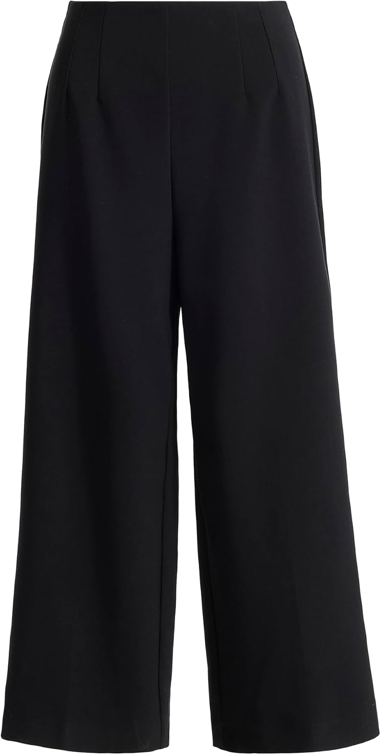Women's High Rise Wide Leg Cropped Pants (Black)