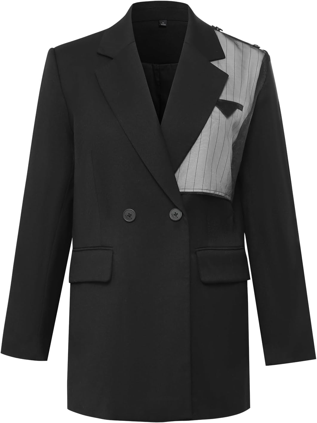 Women's Colorblock Double Breasted Oversized Blazer Black