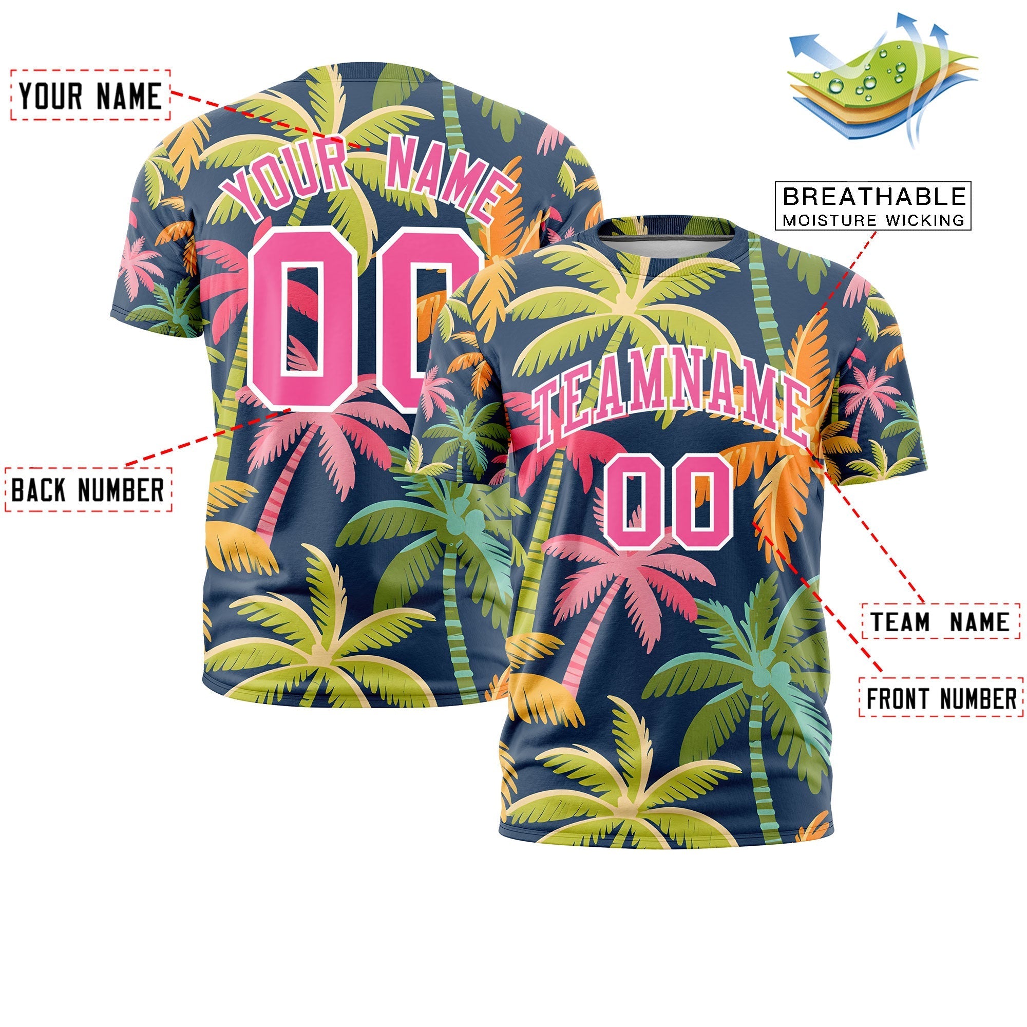 Benutzerdefiniertes T-Shirt im hawaiianischen Stil mit Graffiti-Muster