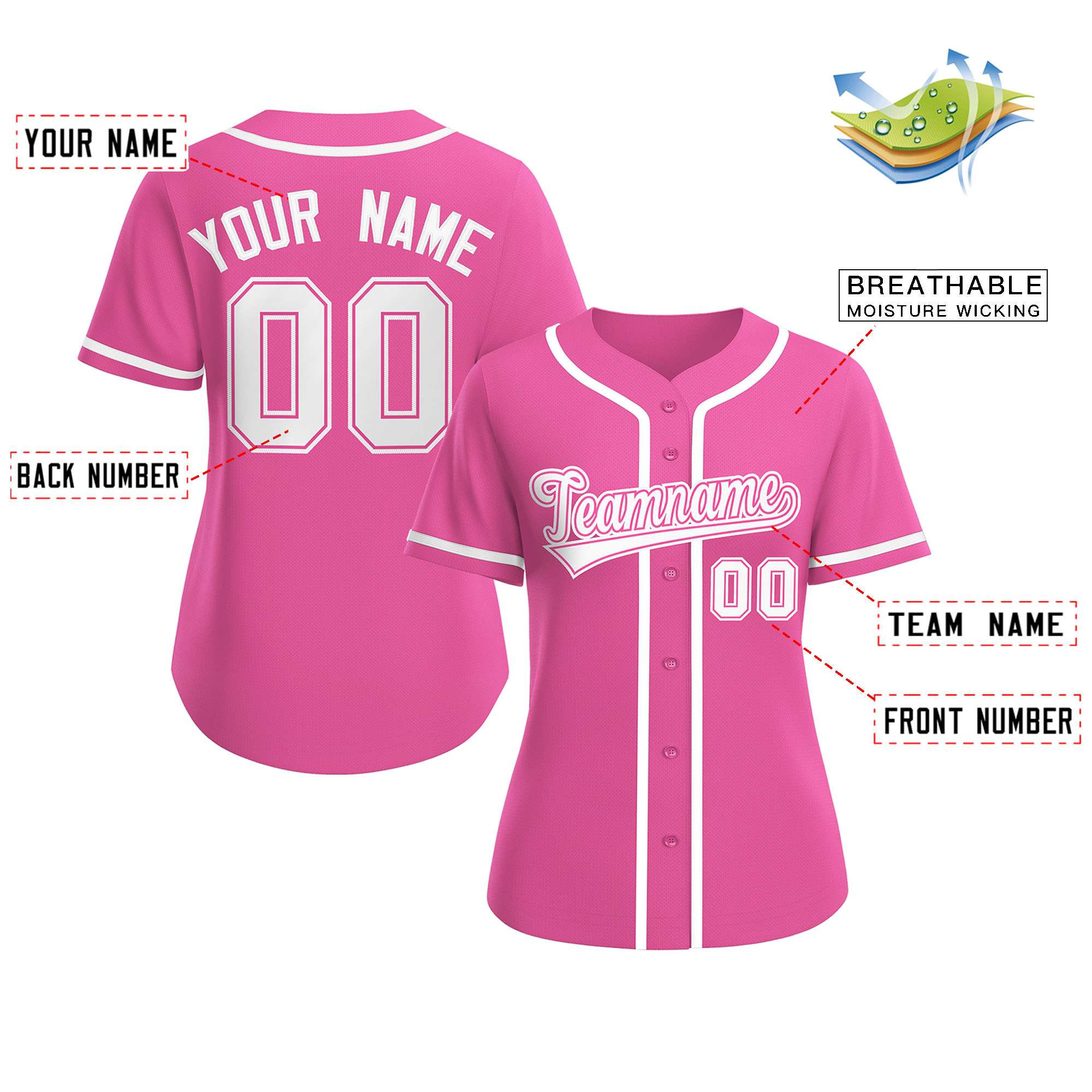 Individuelles Baseball-Trikot im klassischen Stil für Damen Individuelles Baseball-Trikot im klassischen Stil für Damen