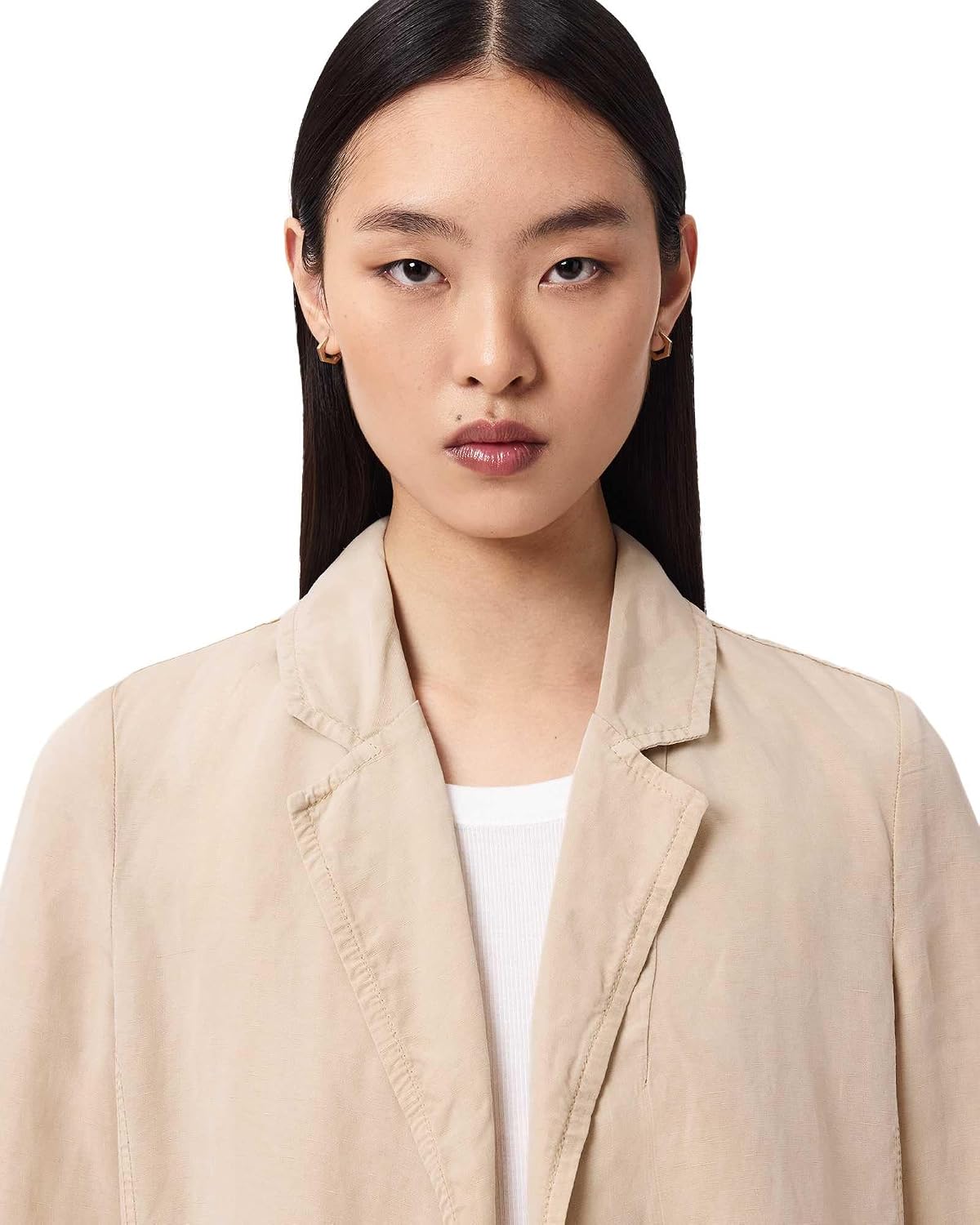 Women's Open Front Relaxed Fit Blazer Beige Women's Open Front Relaxed Fit Blazer Beige