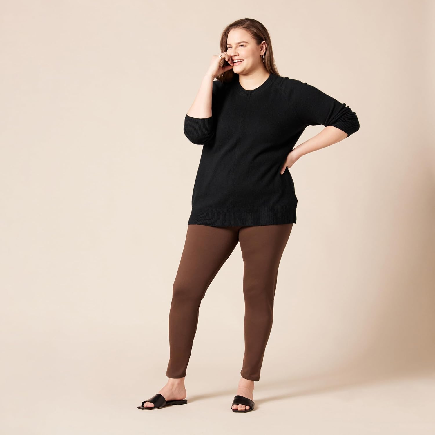 Women's Ponte Knit Leggings, Skinny Fit (Brown) Women's Ponte Knit Leggings, Skinny Fit (Brown)