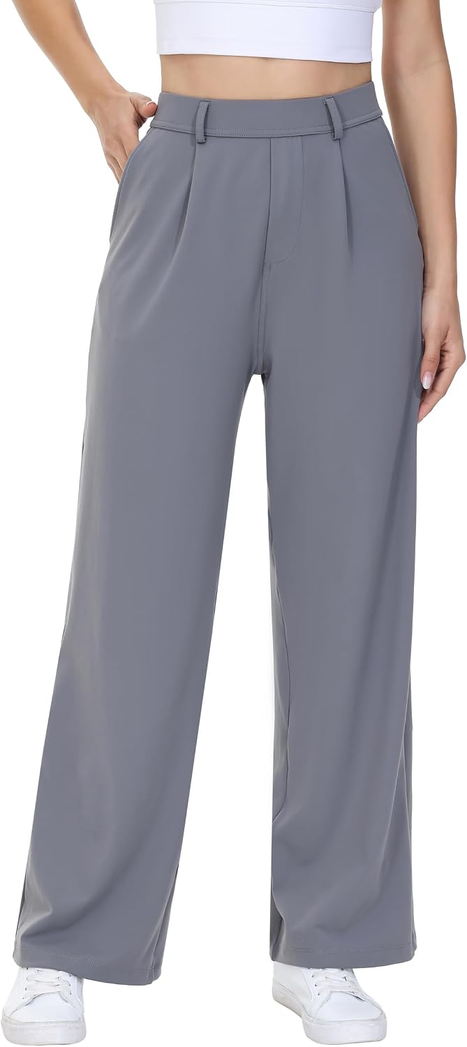 Women's High Waisted Wide Leg Dress Pants with Pockets