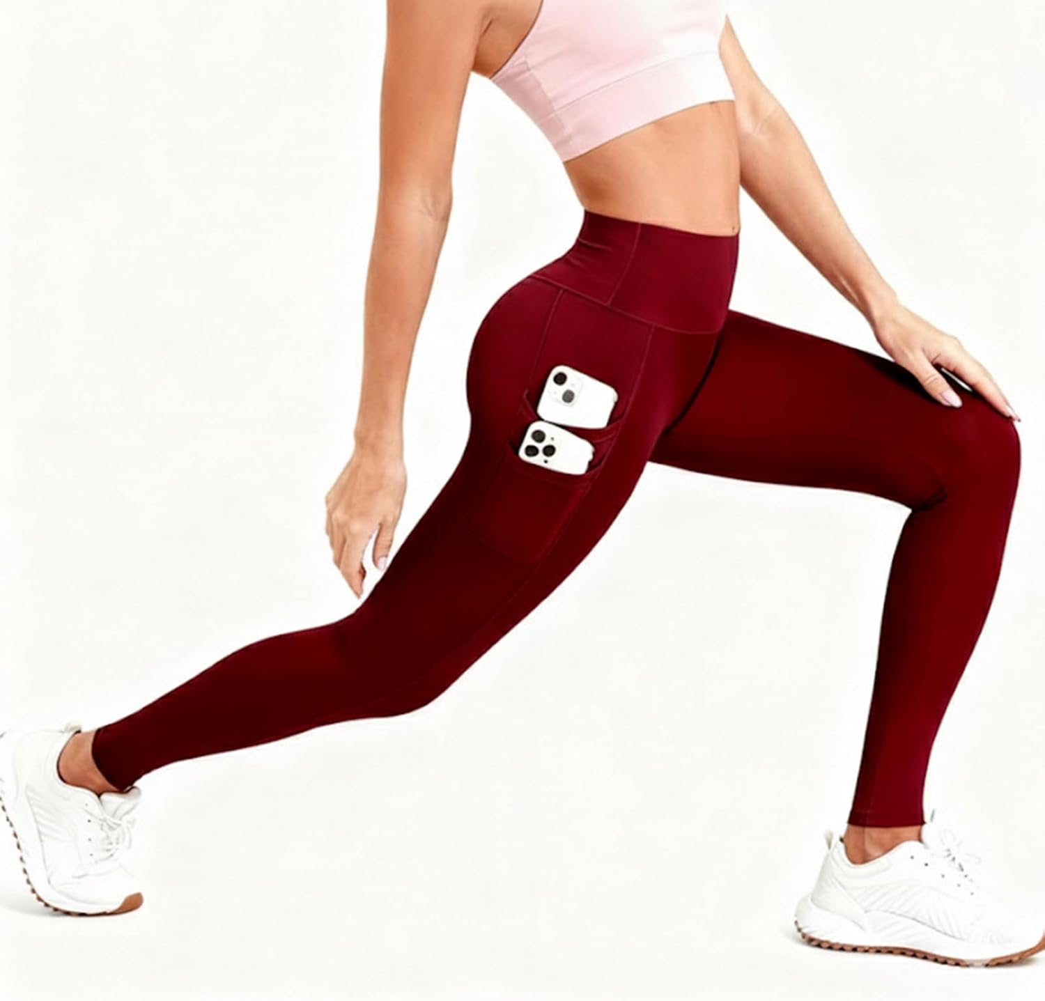 Leggings with Pockets for Women Soild High Waisted Tummy Control Workout Pants Hip Lift Yoga Booty Tights Pant