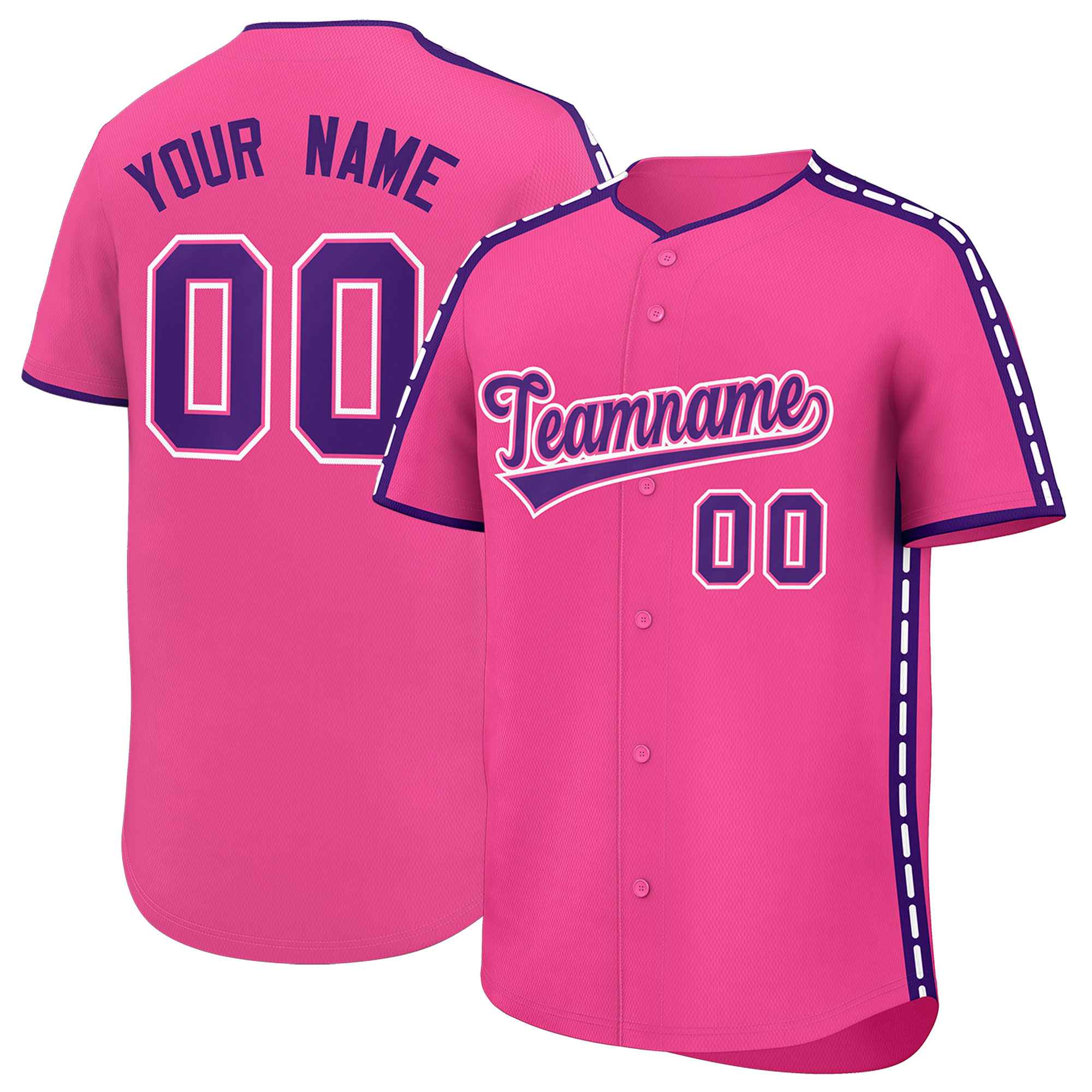 Authentisches Baseball-Trikot mit individuellem Farbblock, personalisierter seitlicher gepunkteter Linie
