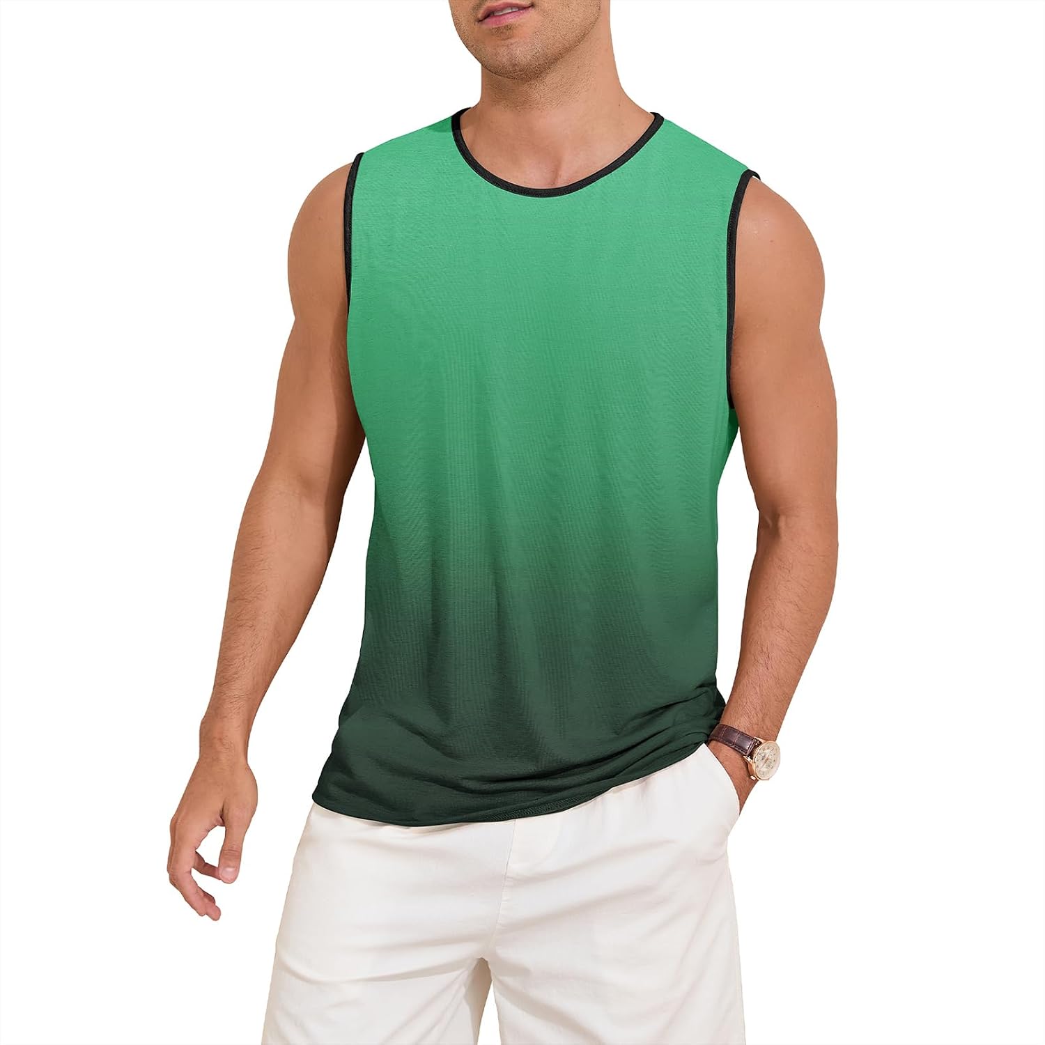 Men's Ombre Muscle Tank Top Green Black