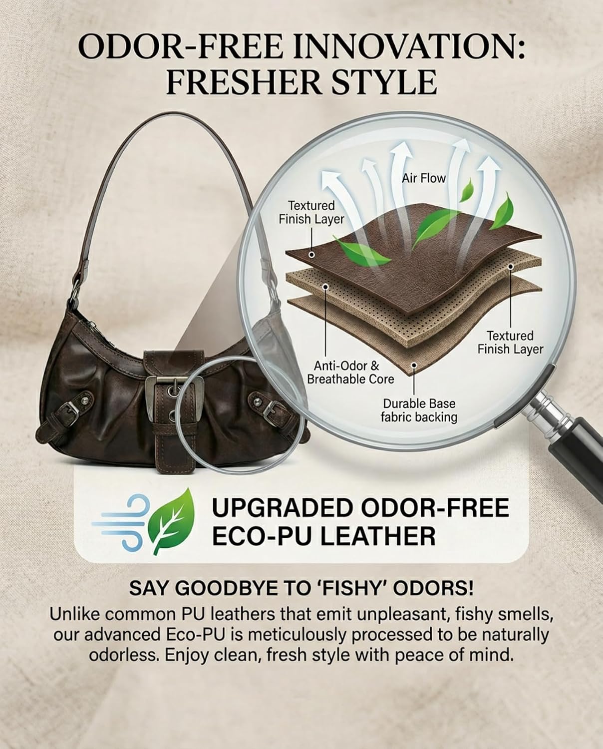 Women's Slouchy PU Leather Hobo Bag with Buckle Brown