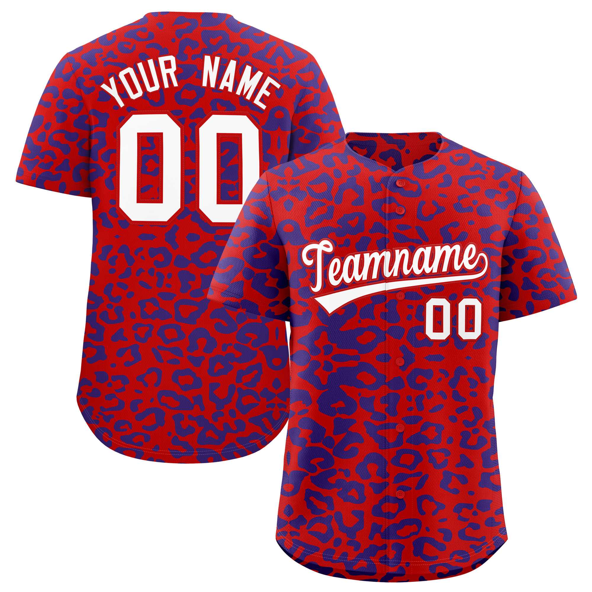 Authentisches Baseball-Trikot mit individuell gestaltetem Leopardenmuster