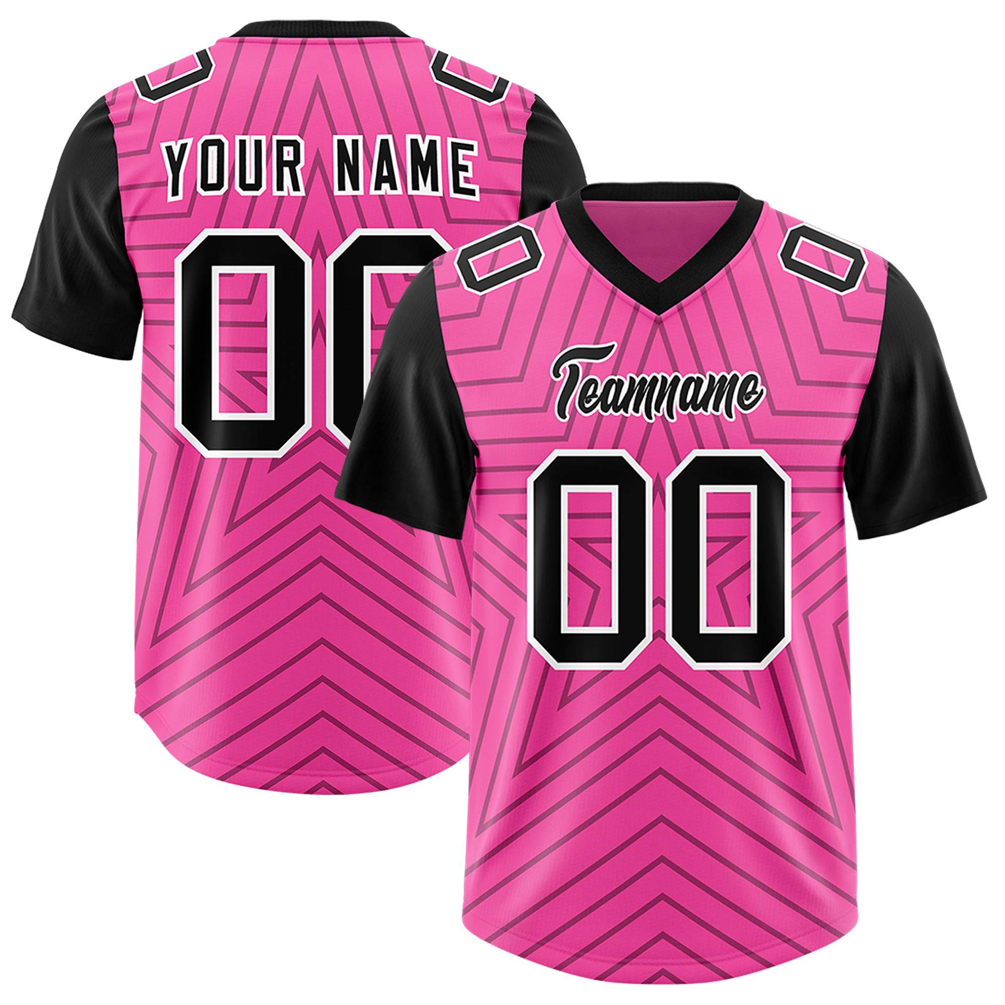 Individuell personalisiertes, authentisches Fußballtrikot mit Raglanärmeln und Sternenmuster