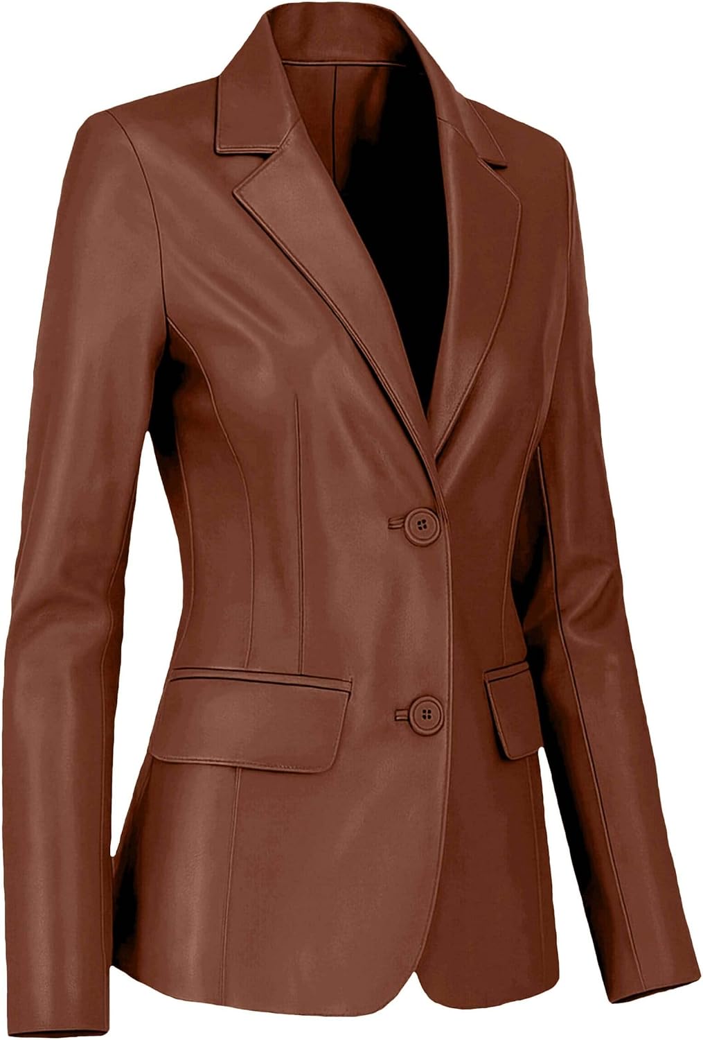 Women's Leather Blazer Jacket - Sports Style Real Lambskin Blazers & Coats Women's Leather Blazer Jacket - Sports Style Real Lambskin Blazers & Coats