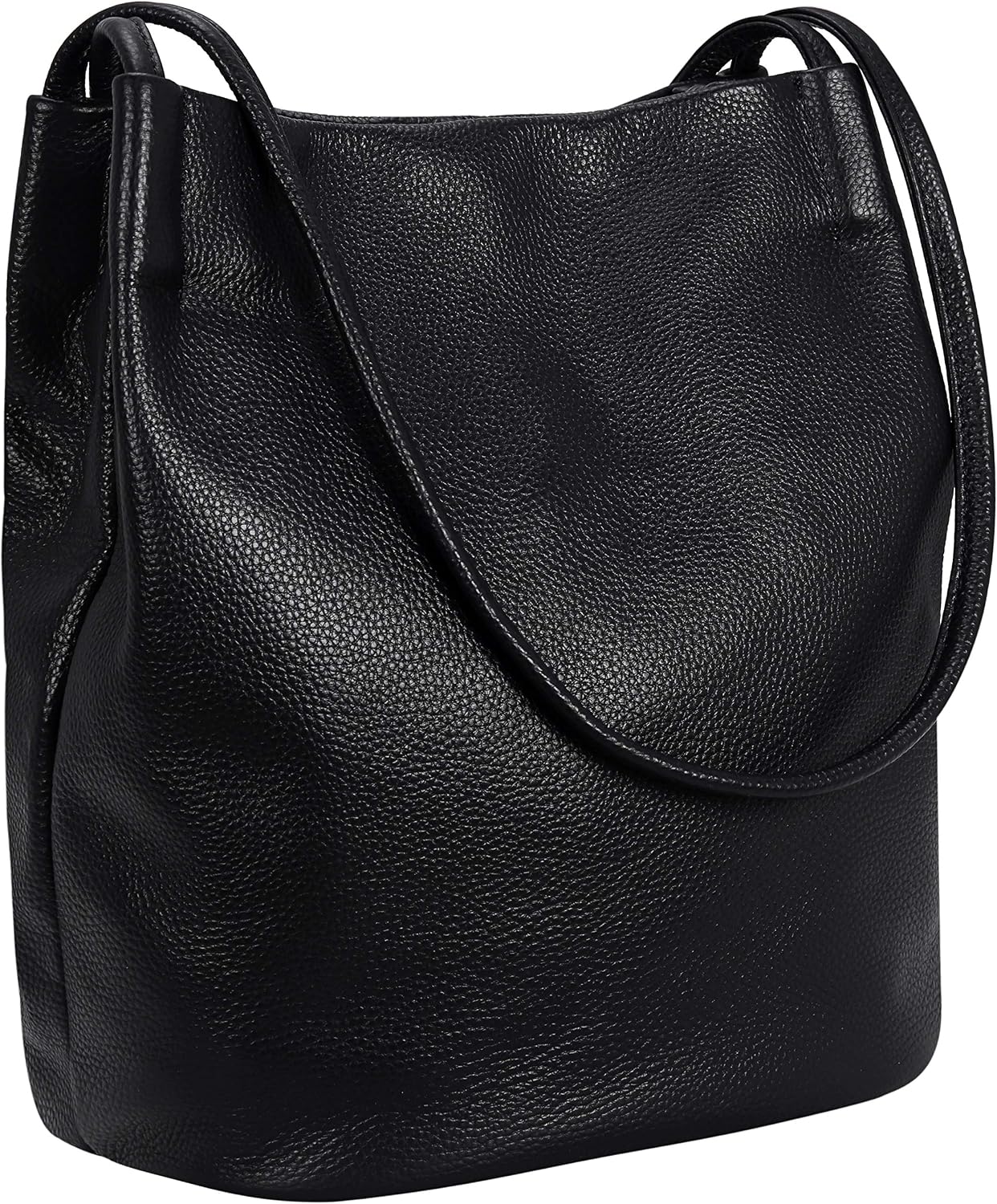 Women's Soft Pebbled Leather Hobo Tote Bag Large Black