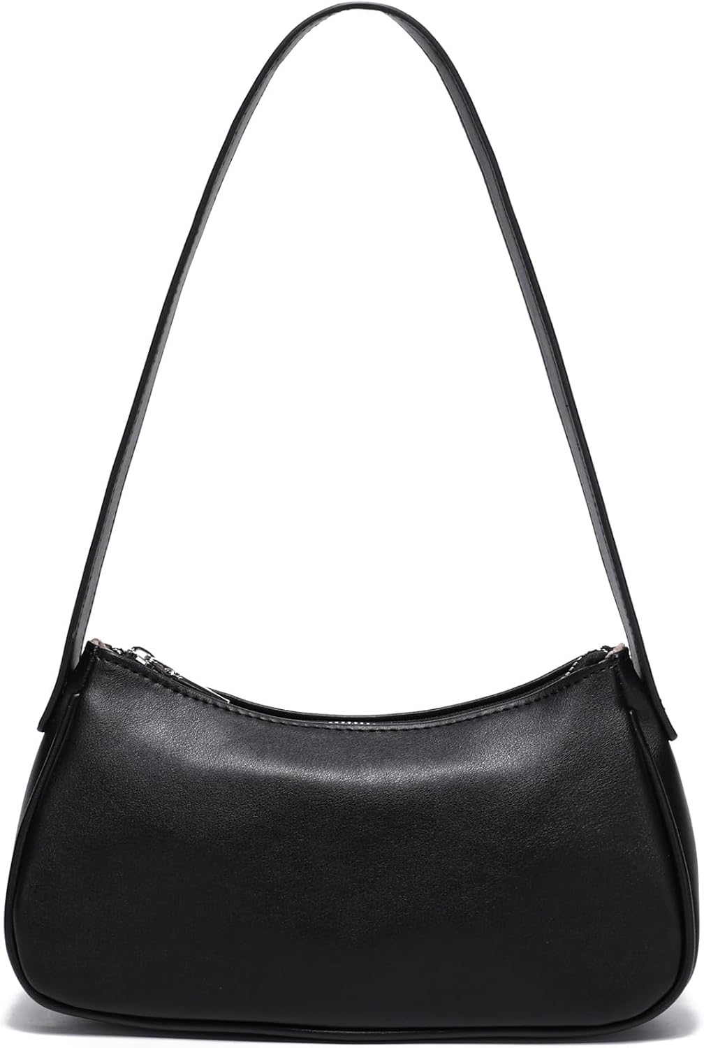 Women's Black Vegan Leather Crescent Shoulder Bag