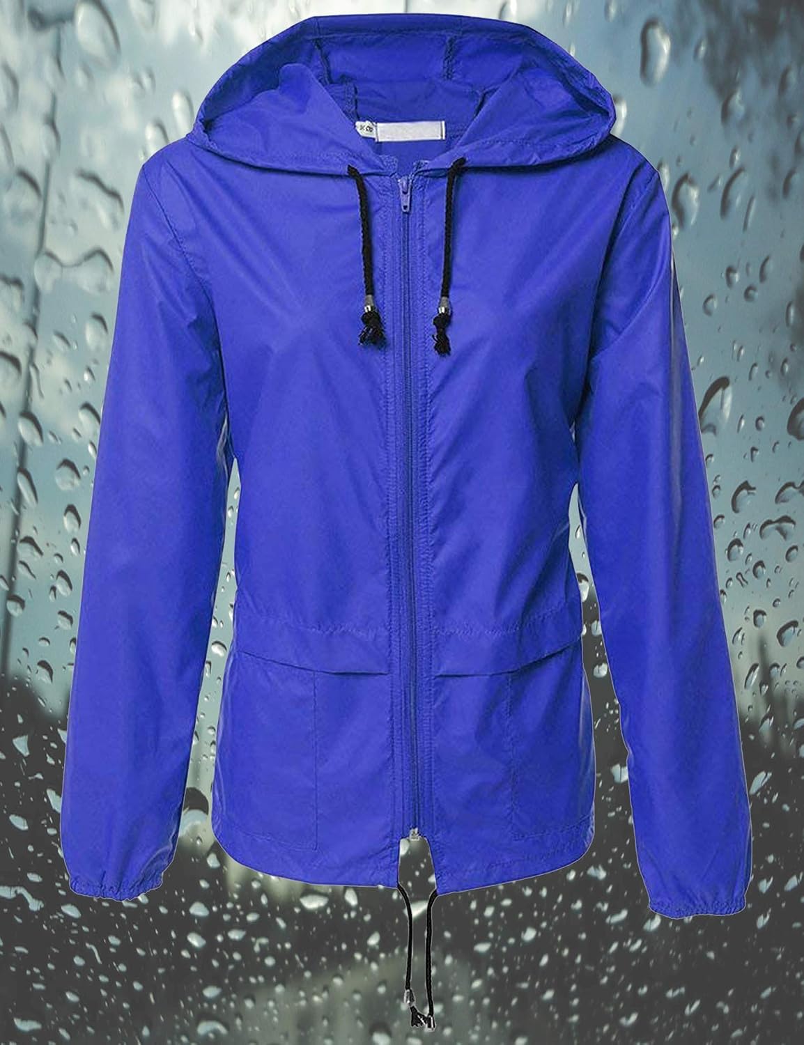 Women's Packable Hooded Rain Jacket Waterproof Royal Blue Women's Packable Hooded Rain Jacket Waterproof Royal Blue