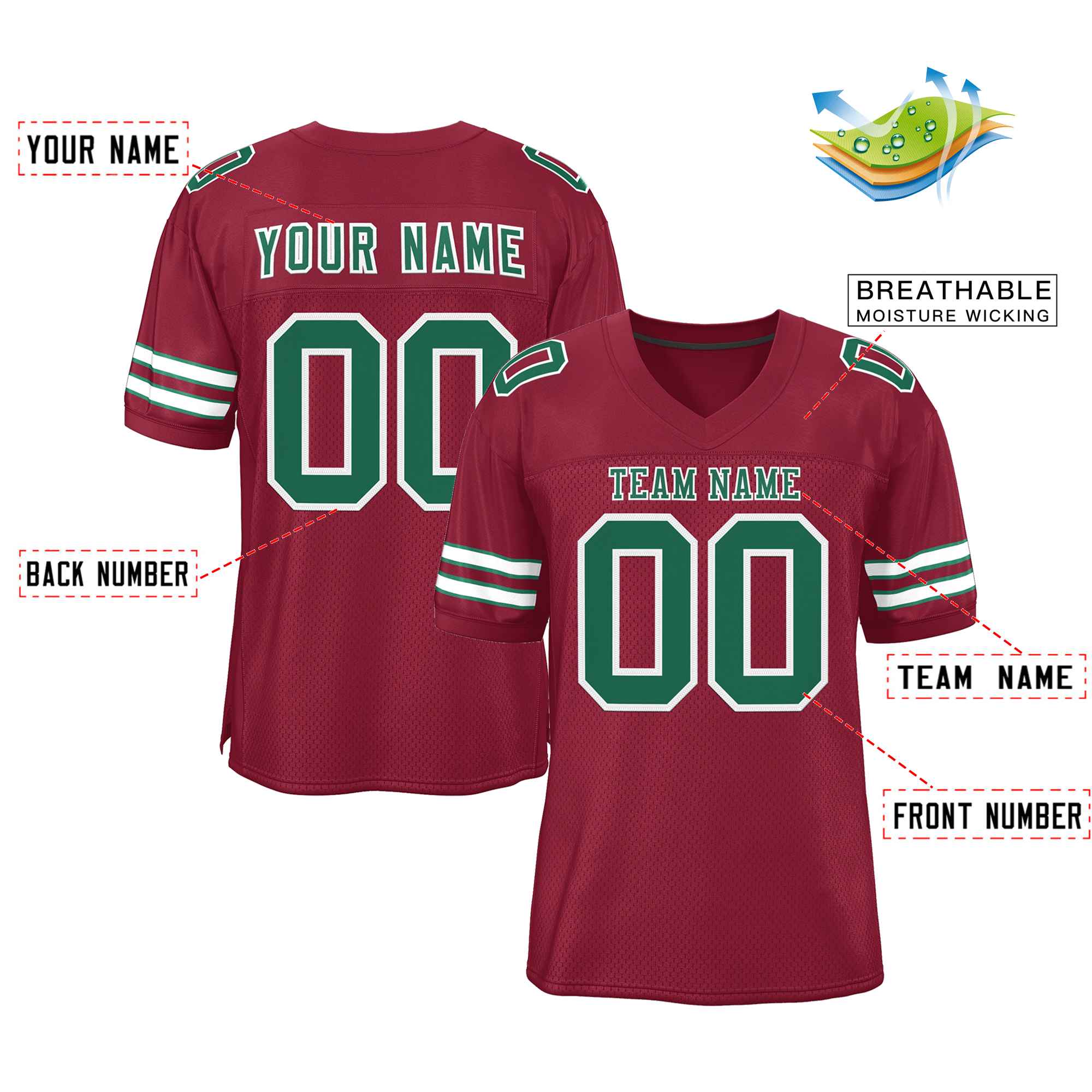 Maßgeschneidertes authentisches Kelly-Grün-Weiß-Fußballtrikot im klassischen Stil