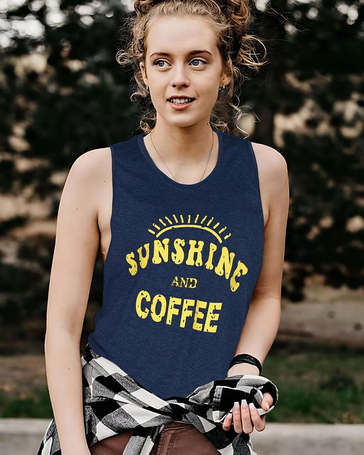 Women's Graphic Print Tank Top, Navy Loose Fit Women's Graphic Print Tank Top, Navy Loose Fit
