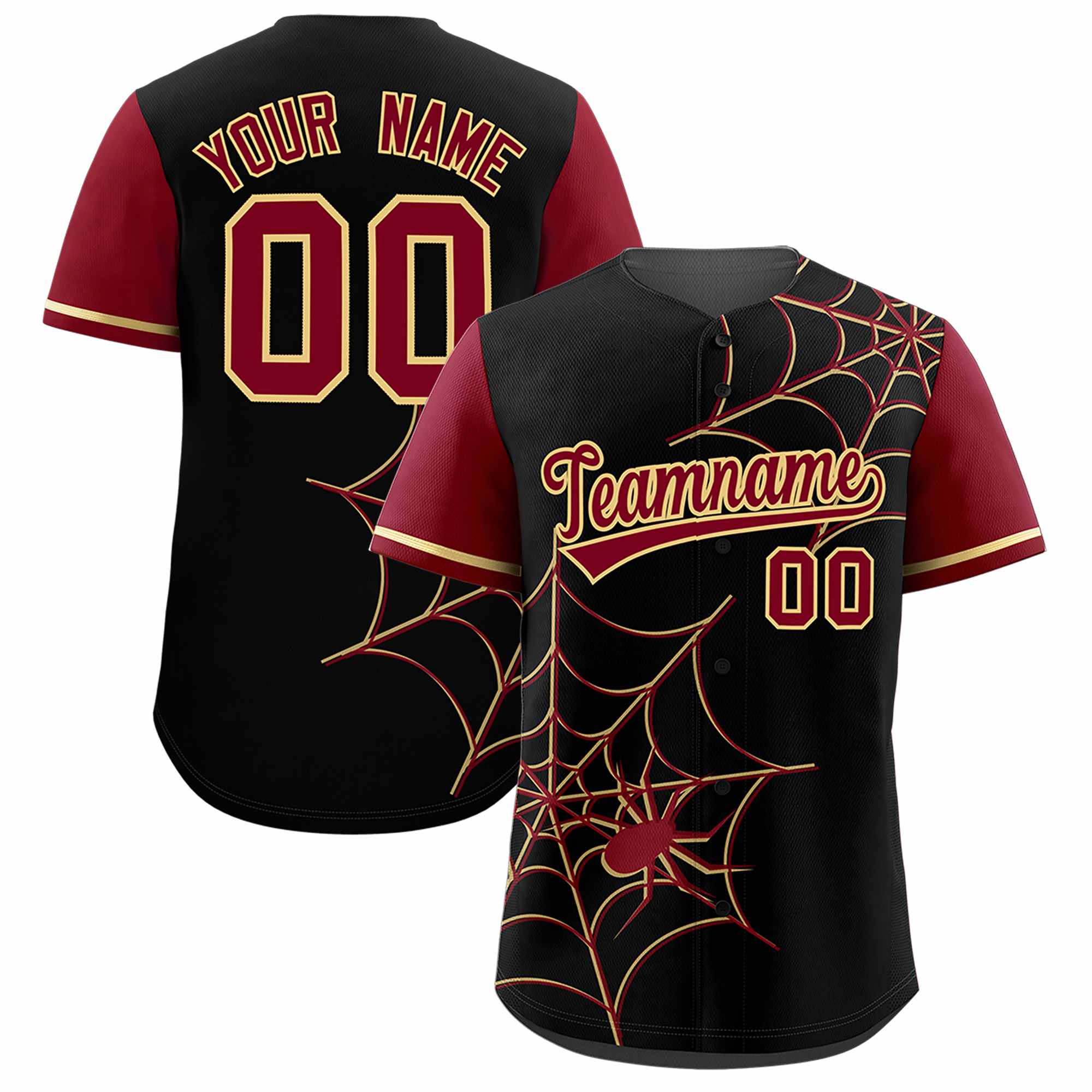 Benutzerdefiniertes Spinnennetz-Muster, Raglanärmel, authentisches Baseball-Trikot