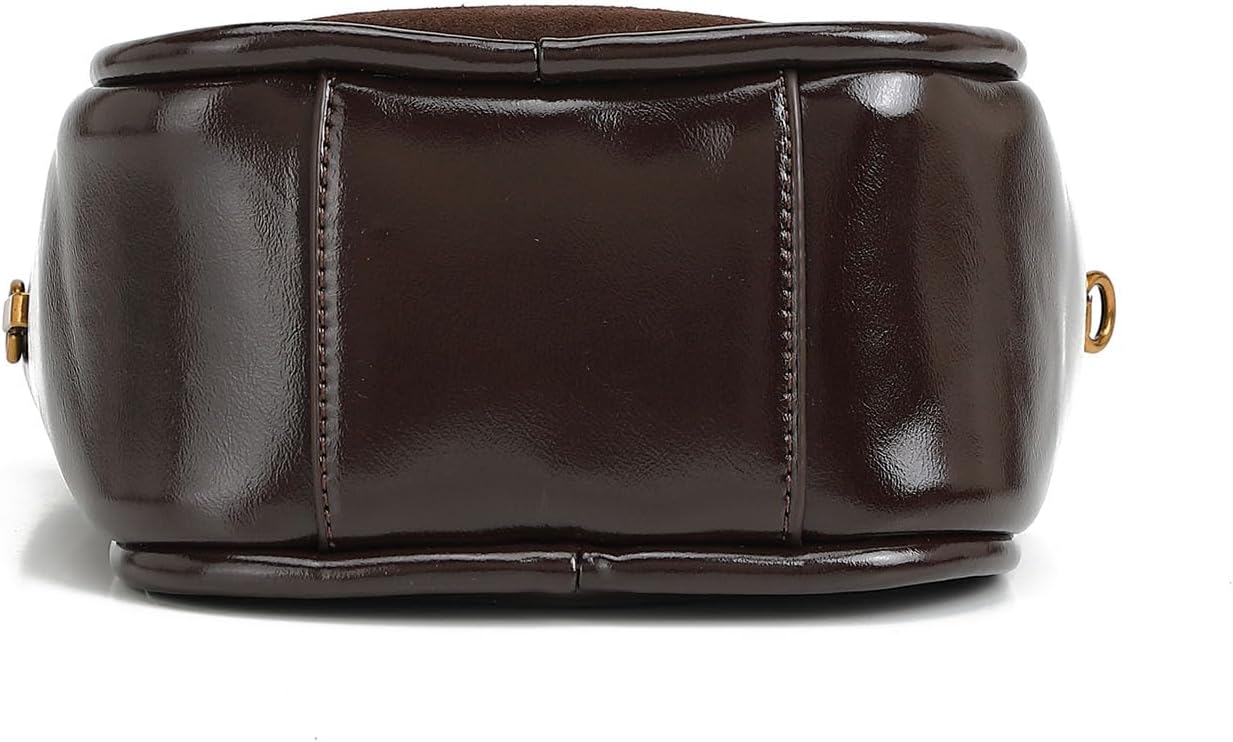 Women's Suede Patchwork Turn-Lock Hobo Handbag, Brown Women's Suede Patchwork Turn-Lock Hobo Handbag, Brown