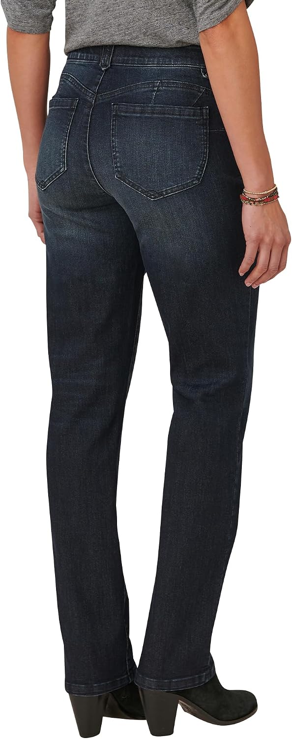 Women's Mid Rise Straight Leg Jeans Dark Wash