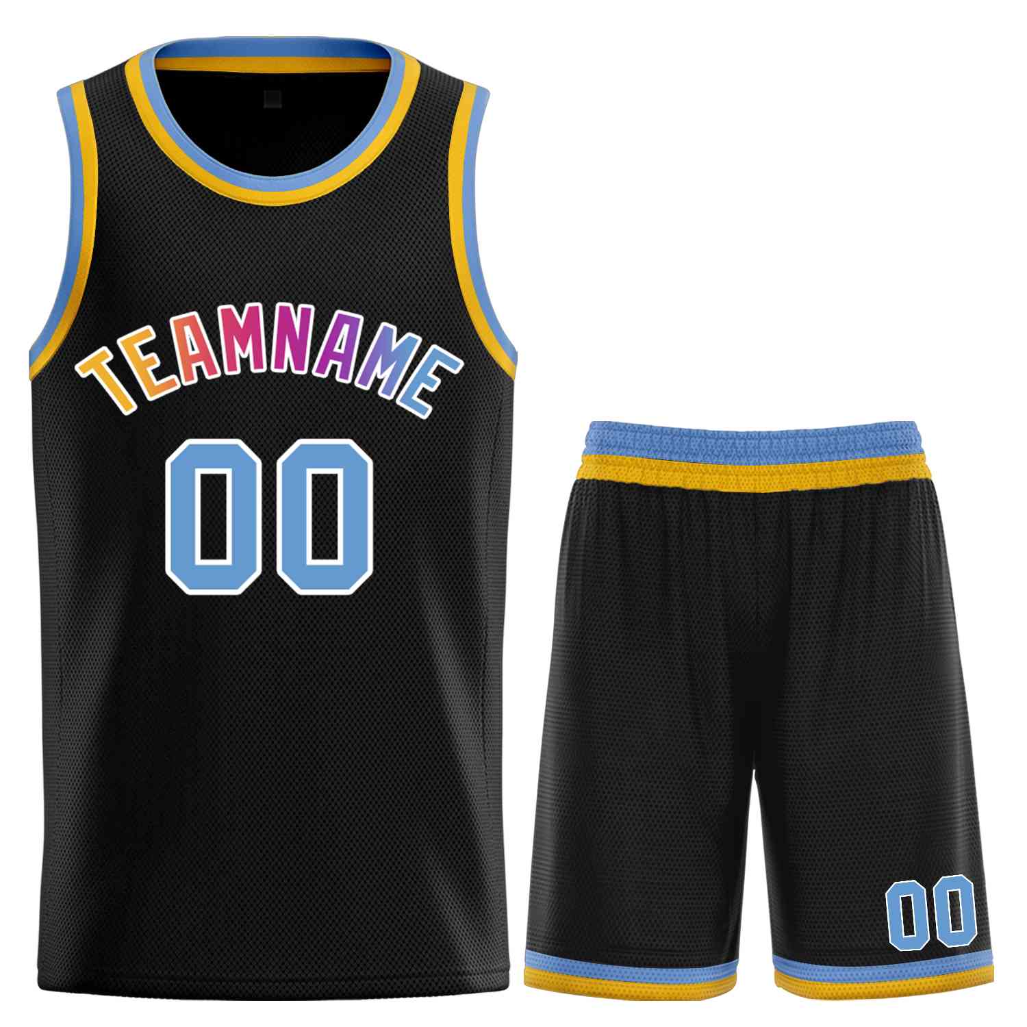 Benutzerdefiniertes Powder Blue-White Classic Sets gebogenes Basketballtrikot