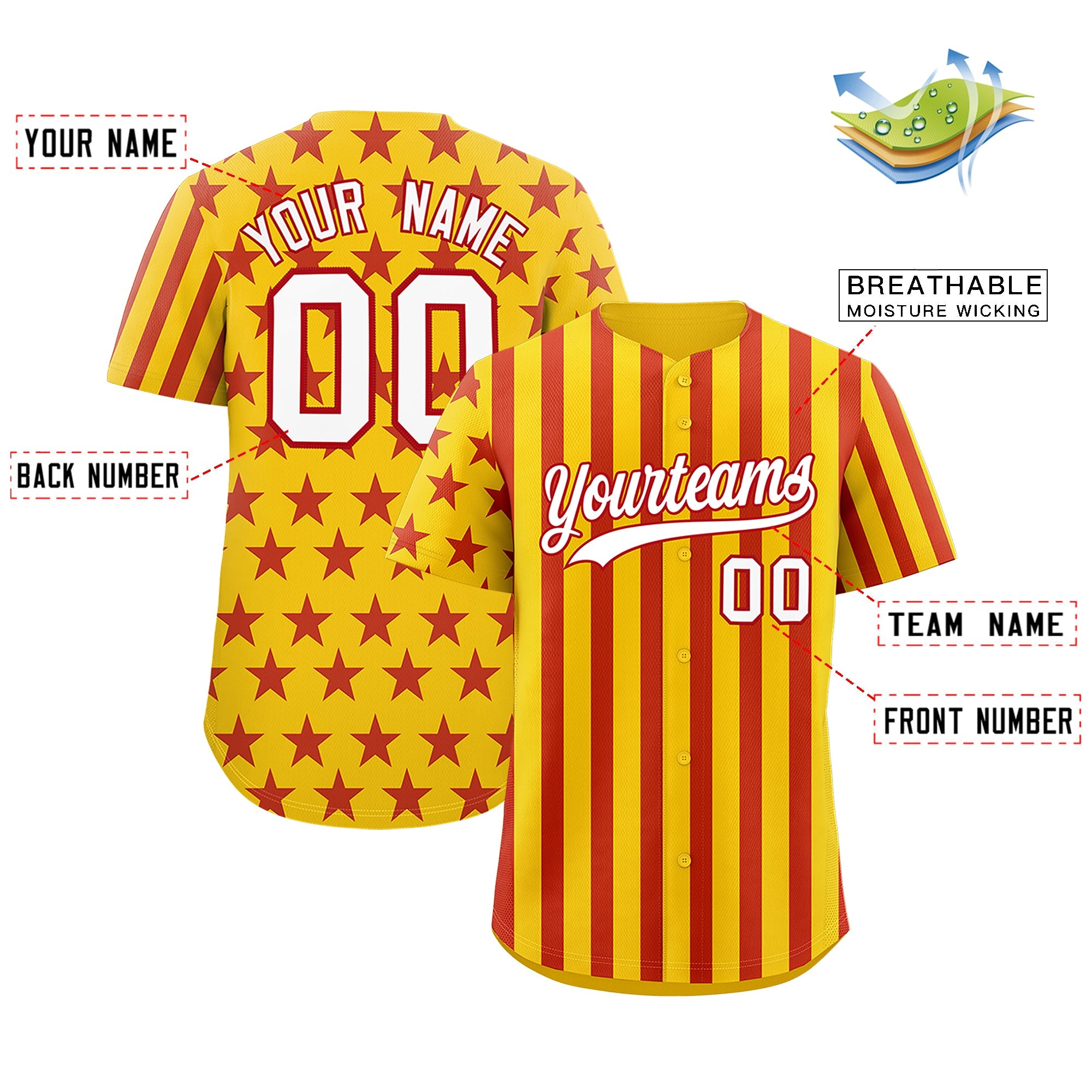 Benutzerdefiniertes Graffiti-Muster-Baseball-Trikot mit amerikanischer Flagge