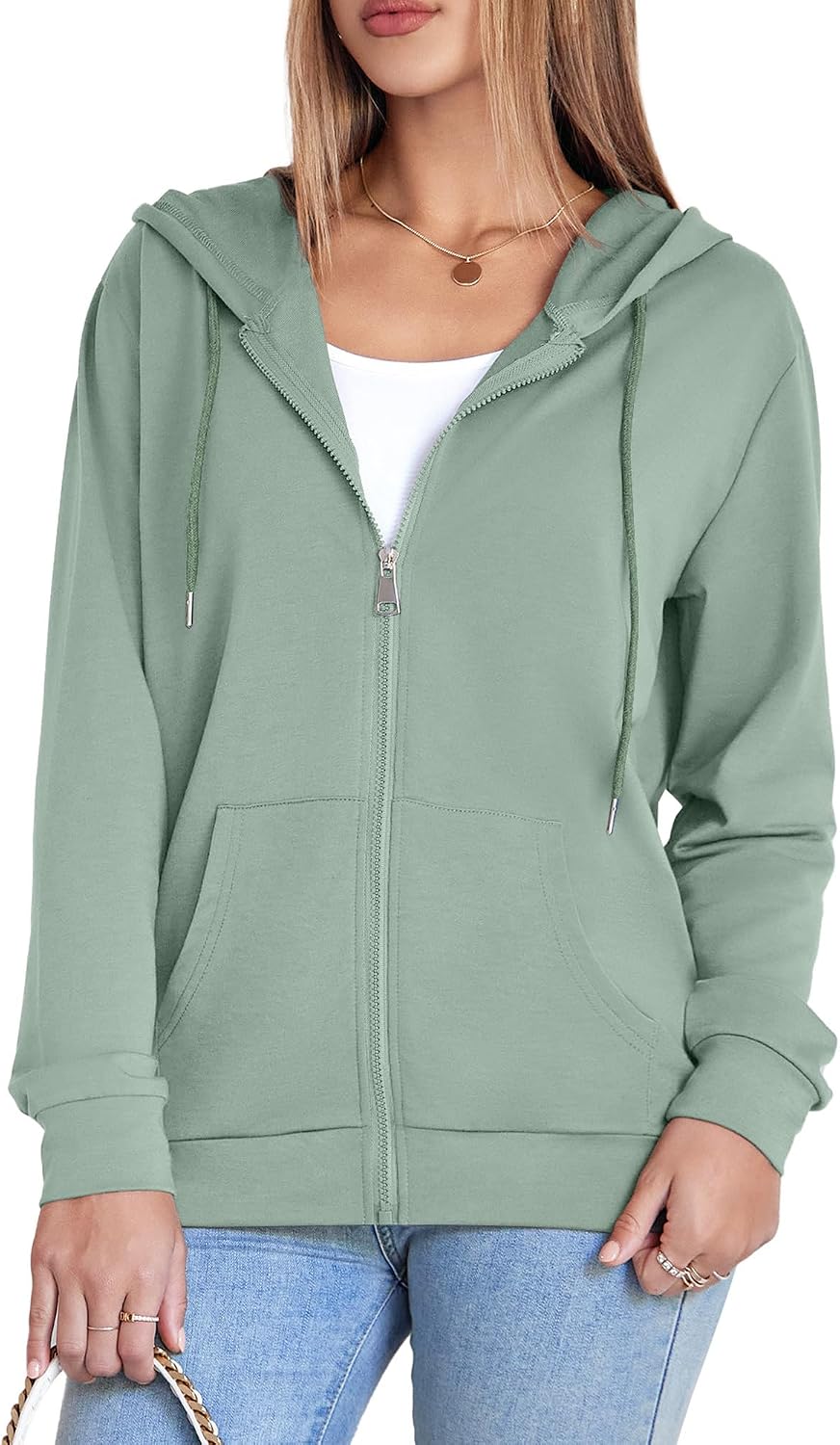 Womens Zip Up Hoodies Long Sleeve Hooded Sweatshirts Y2K Fall Fashion Clothes Jacket