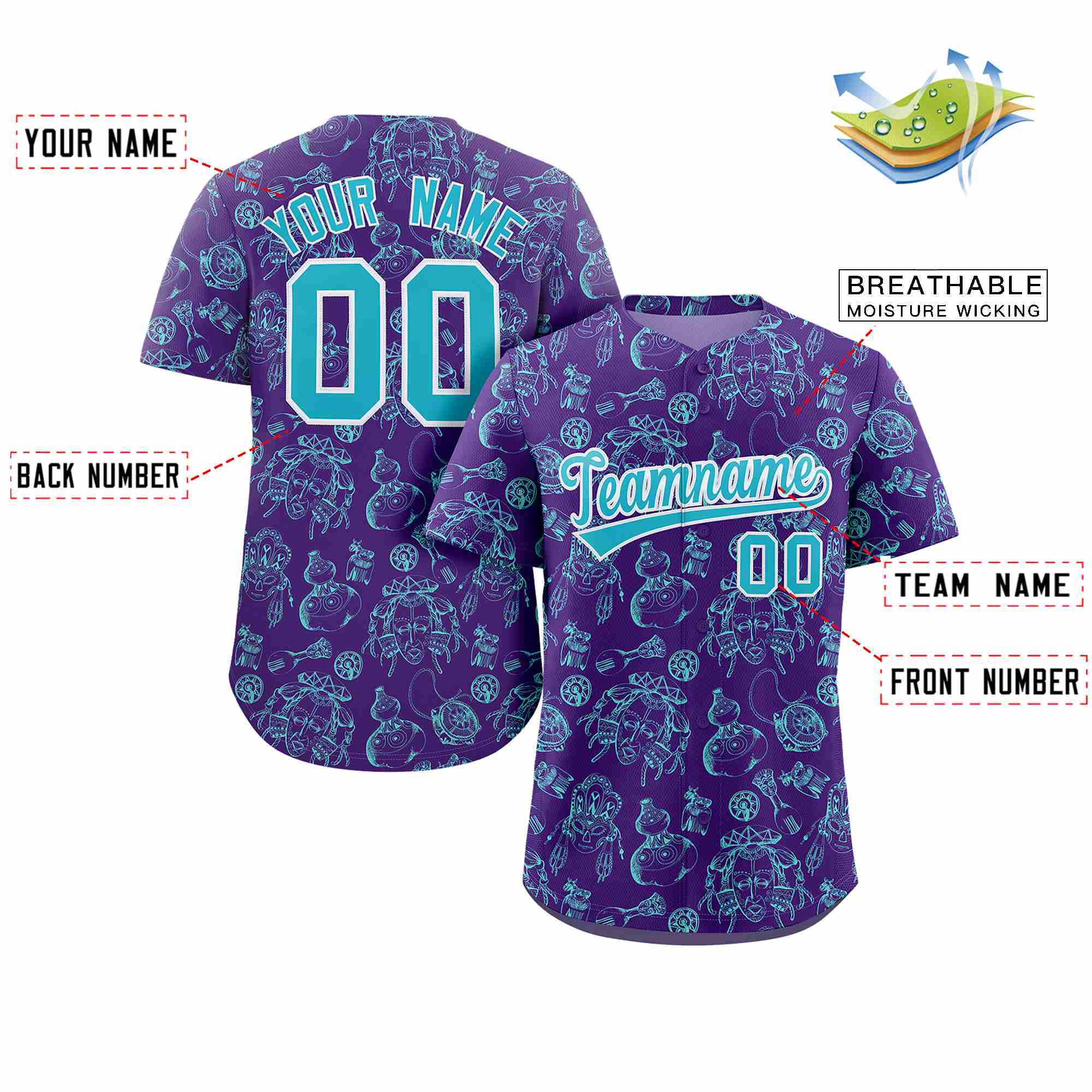 Benutzerdefiniertes 3D-Graffiti-Muster, personalisiertes Design, authentisches Baseball-Trikot