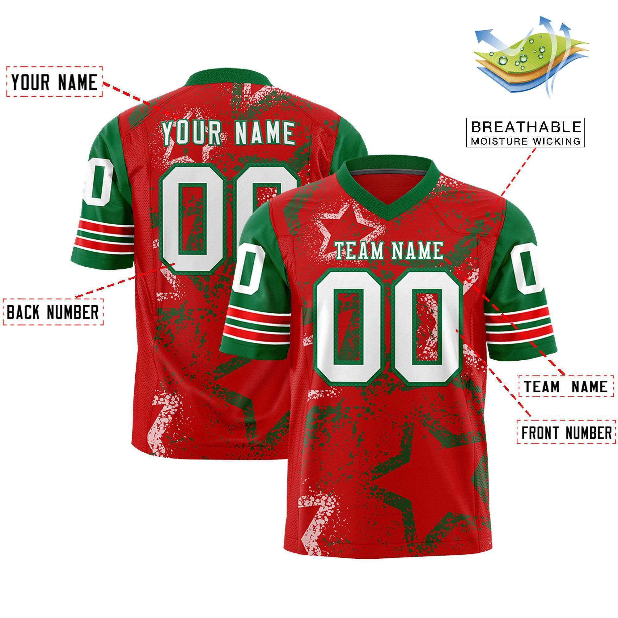 Individuell personalisiertes, authentisches Fußballtrikot mit Sternmuster-Design Individuell personalisiertes, authentisches Fußballtrikot mit Sternmuster-Design