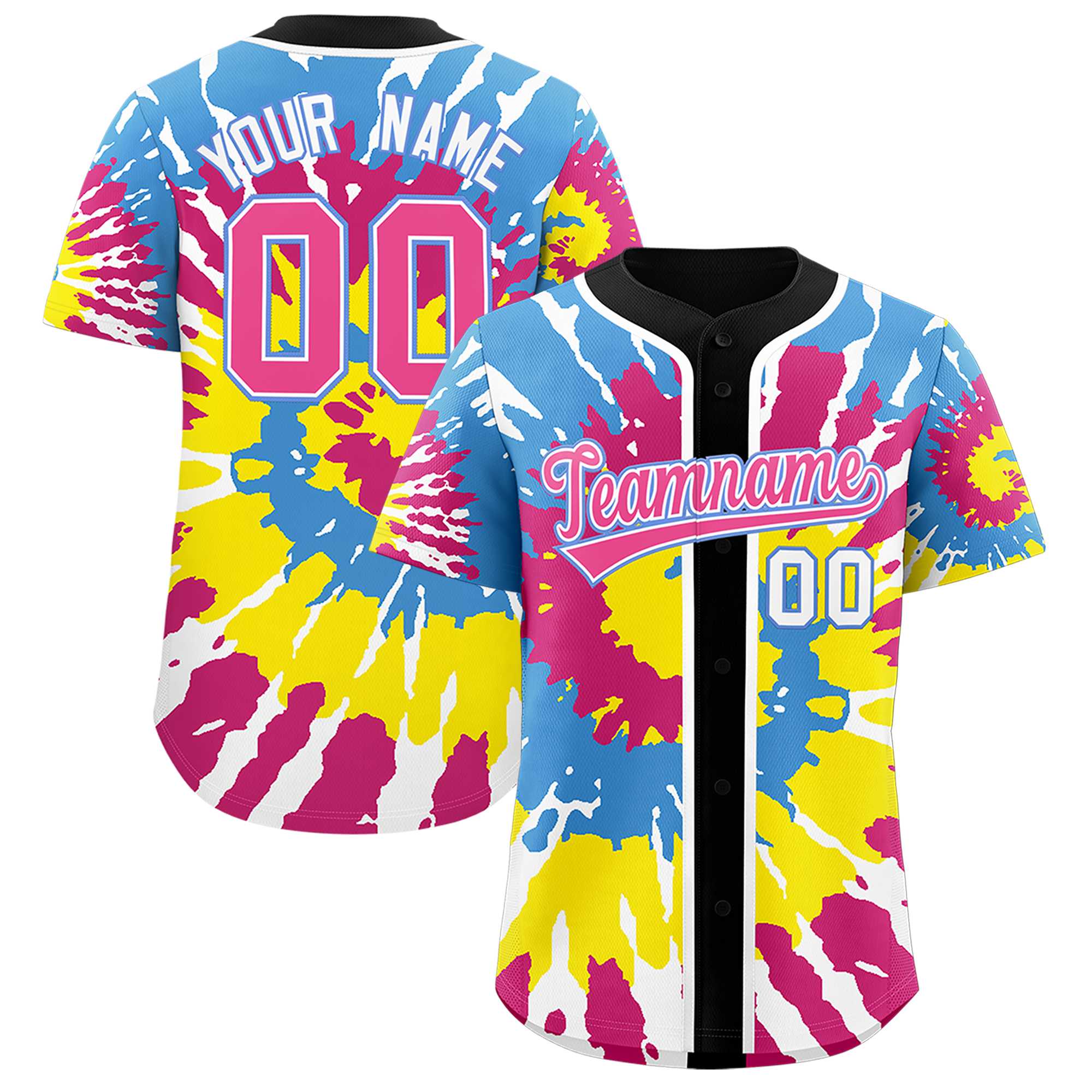 Authentisches Baseball-Trikot mit individuellem Tie-Dye-Graffiti-Muster Authentisches Baseball-Trikot mit individuellem Tie-Dye-Graffiti-Muster