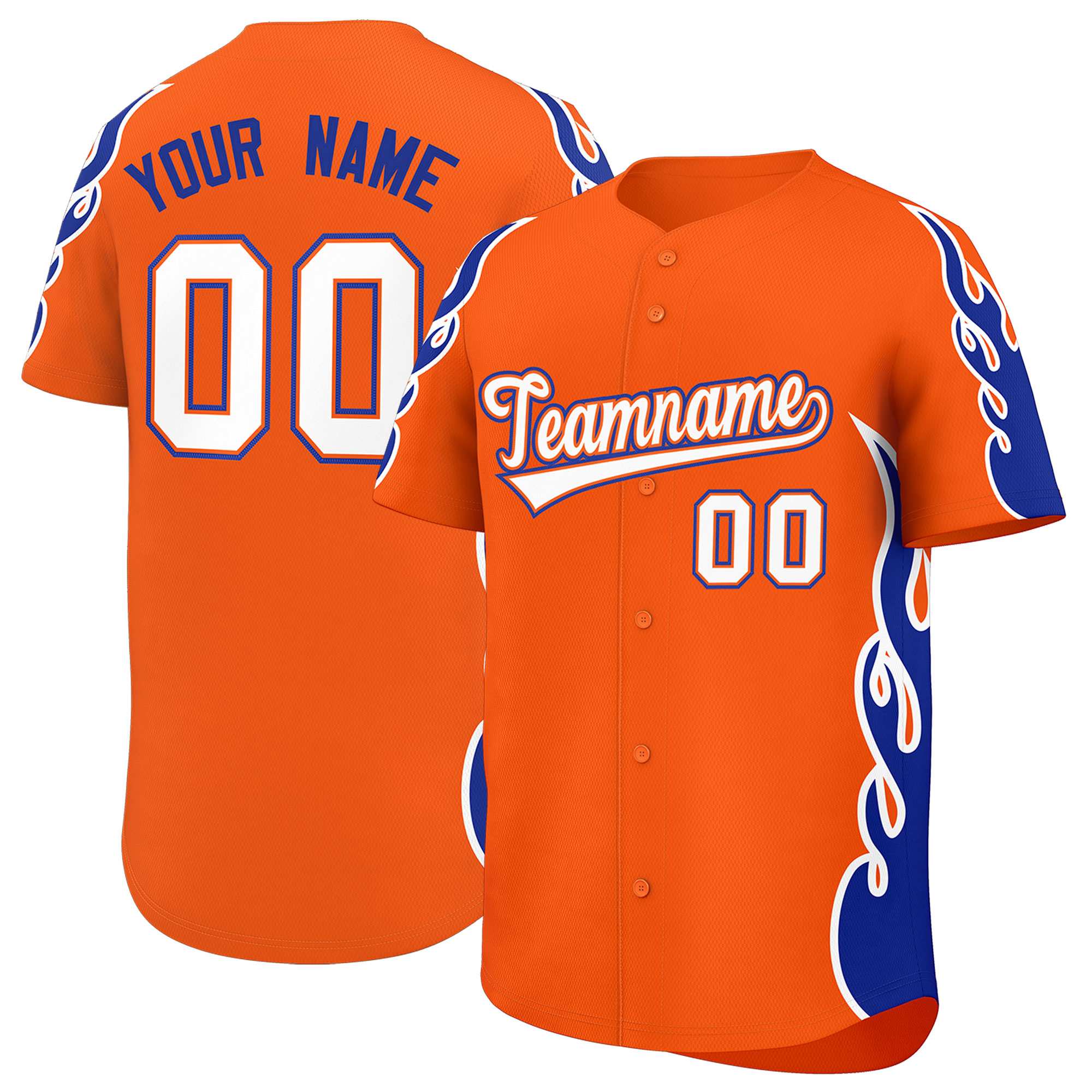 Benutzerdefiniertes Baseball-Trikot mit Seitenflammen-Umrissmuster für Sportuniformen