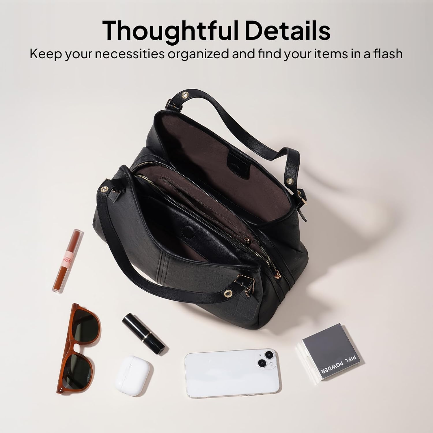 Women's Soft Leather Hobo Tote Bag Black Women's Soft Leather Hobo Tote Bag Black
