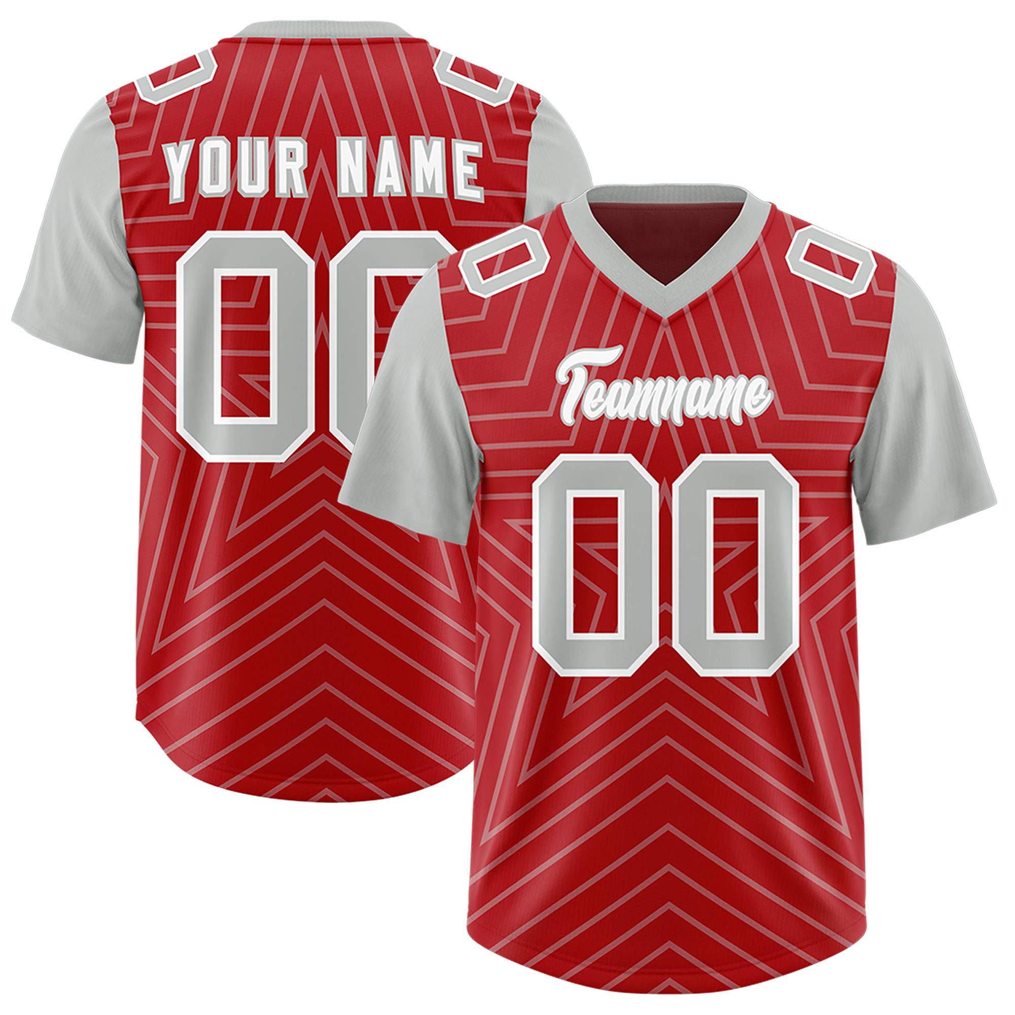 Individuell personalisiertes, authentisches Fußballtrikot mit Raglanärmeln und Sternenmuster