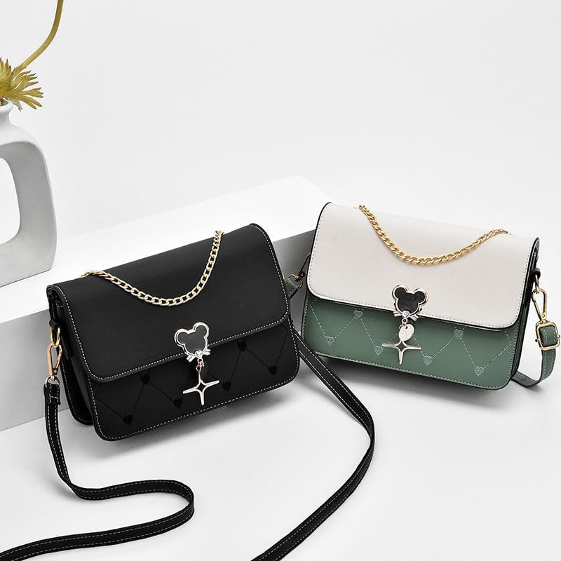 Women's Colorblock Flap Crossbody Bag with Chain Strap Women's Colorblock Flap Crossbody Bag with Chain Strap